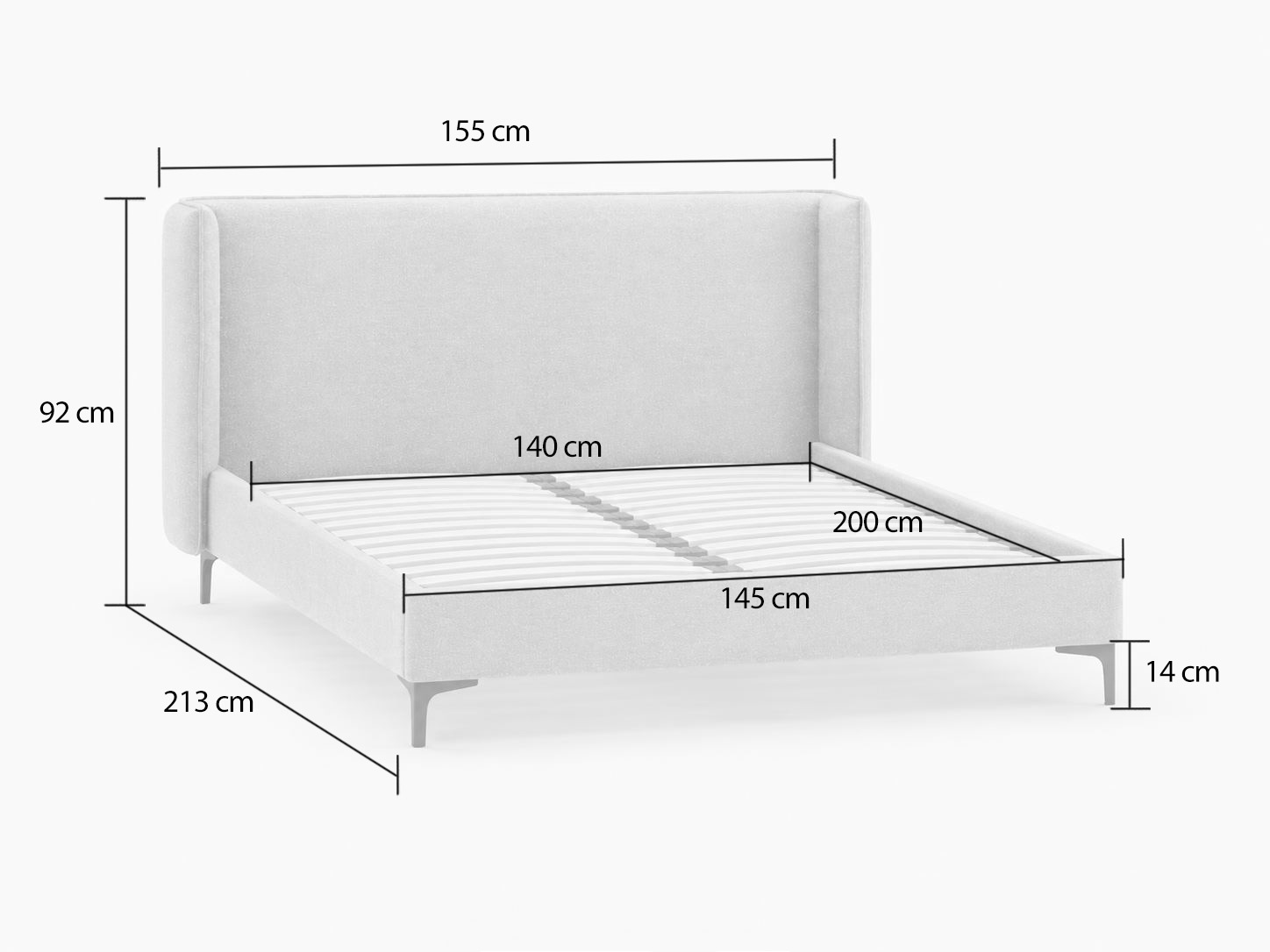 Home affaire Polsterbett »LYSEKIL Bettgestell mit Lattenrost, Breite 140/160/180/200cm, Chenille« Rahmenbett mit Kopfteil, ohne Matratze und Topper