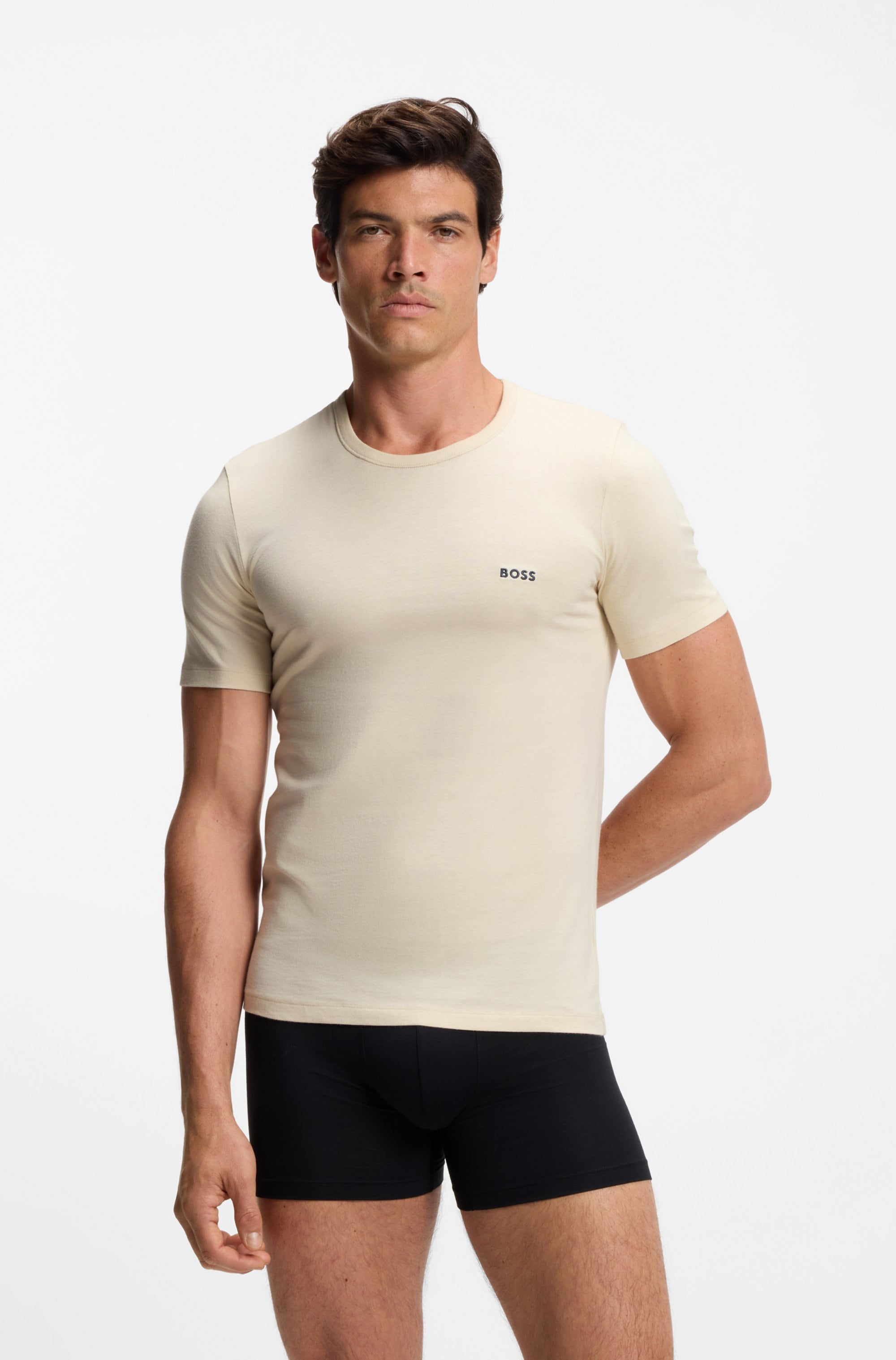 BOSS T-Shirt »TShirtRN 3P Classic« Packung, 3 tlg. mit BOSS Stickerei