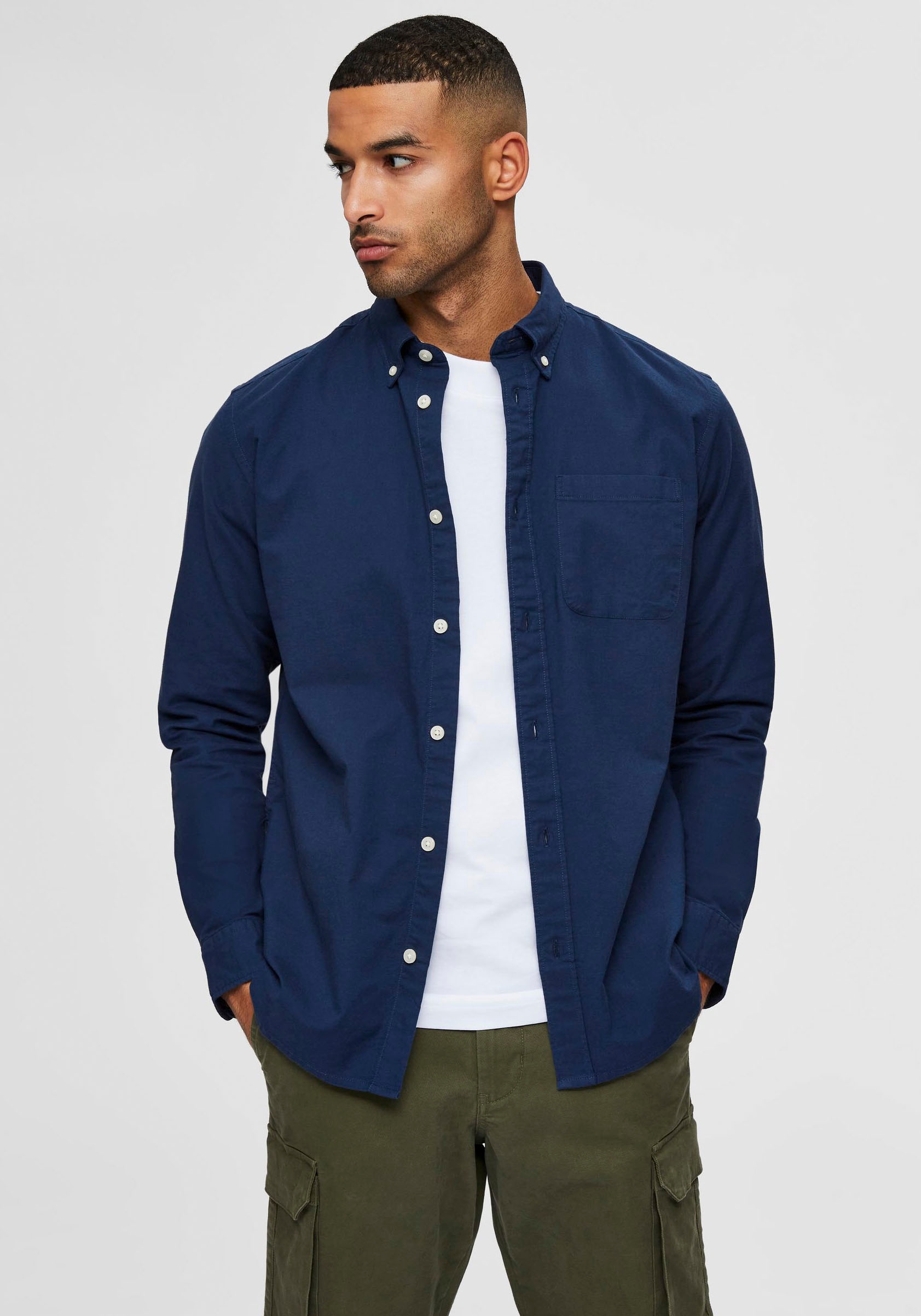 SELECTED HOMME Langarmhemd "SLHREGRICK-OX SHIRT LS NOOS" mit Brusttasche günstig online kaufen