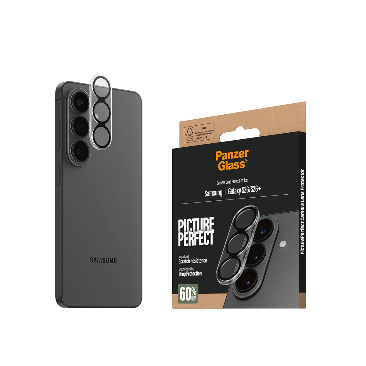 CARE by PanzerGlass Kameraschutzglas »Camera Lens Protector« für Samsung Galaxy S26;Samsung Galaxy S26 Plus Objektivschutz, Schutzfolie, Linsenschutz, kratz- & stoßfest