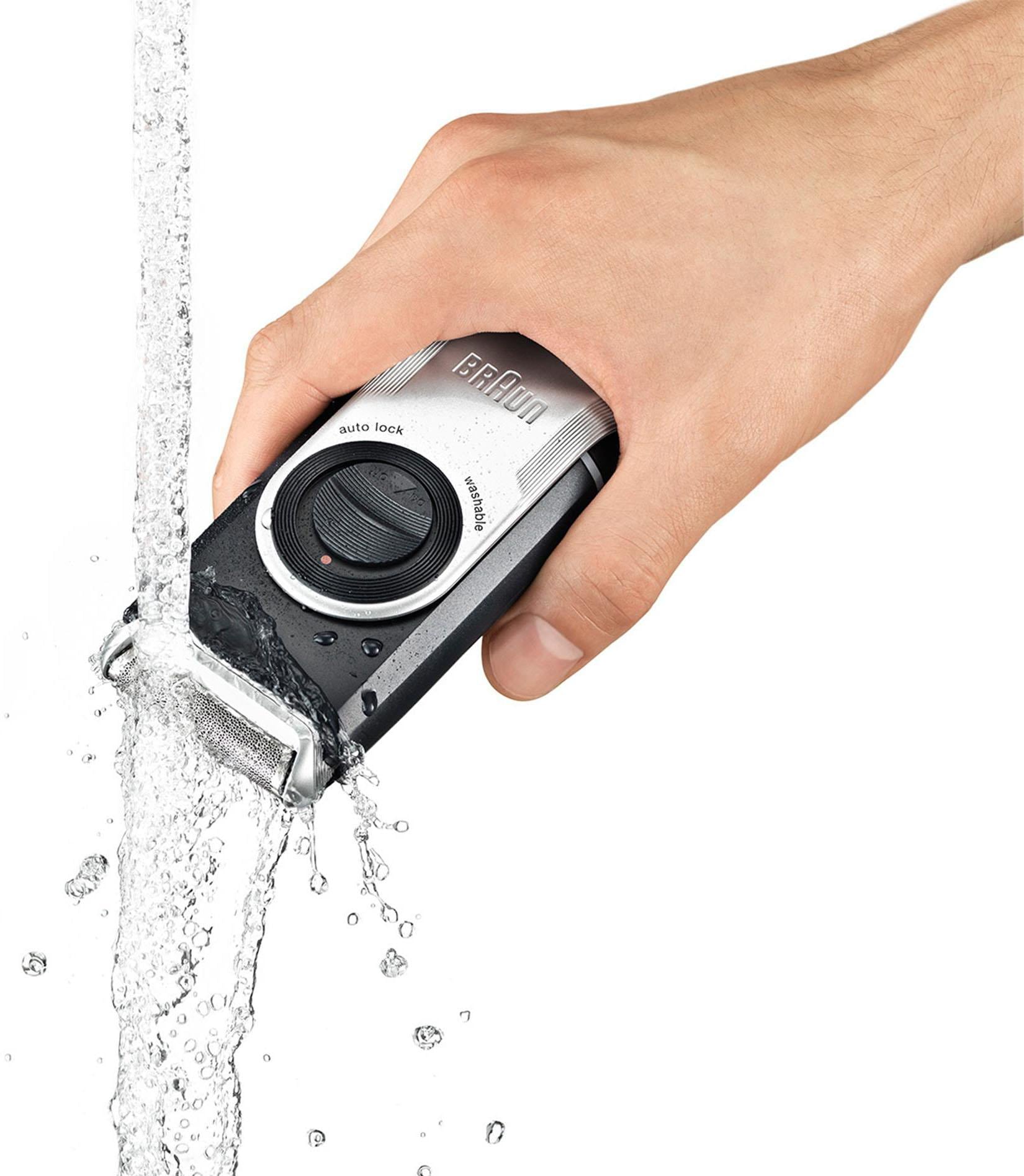 Braun Elektrorasierer »M90«, Langhaartrimmer, PocketGo MobileShave Reiserasierer