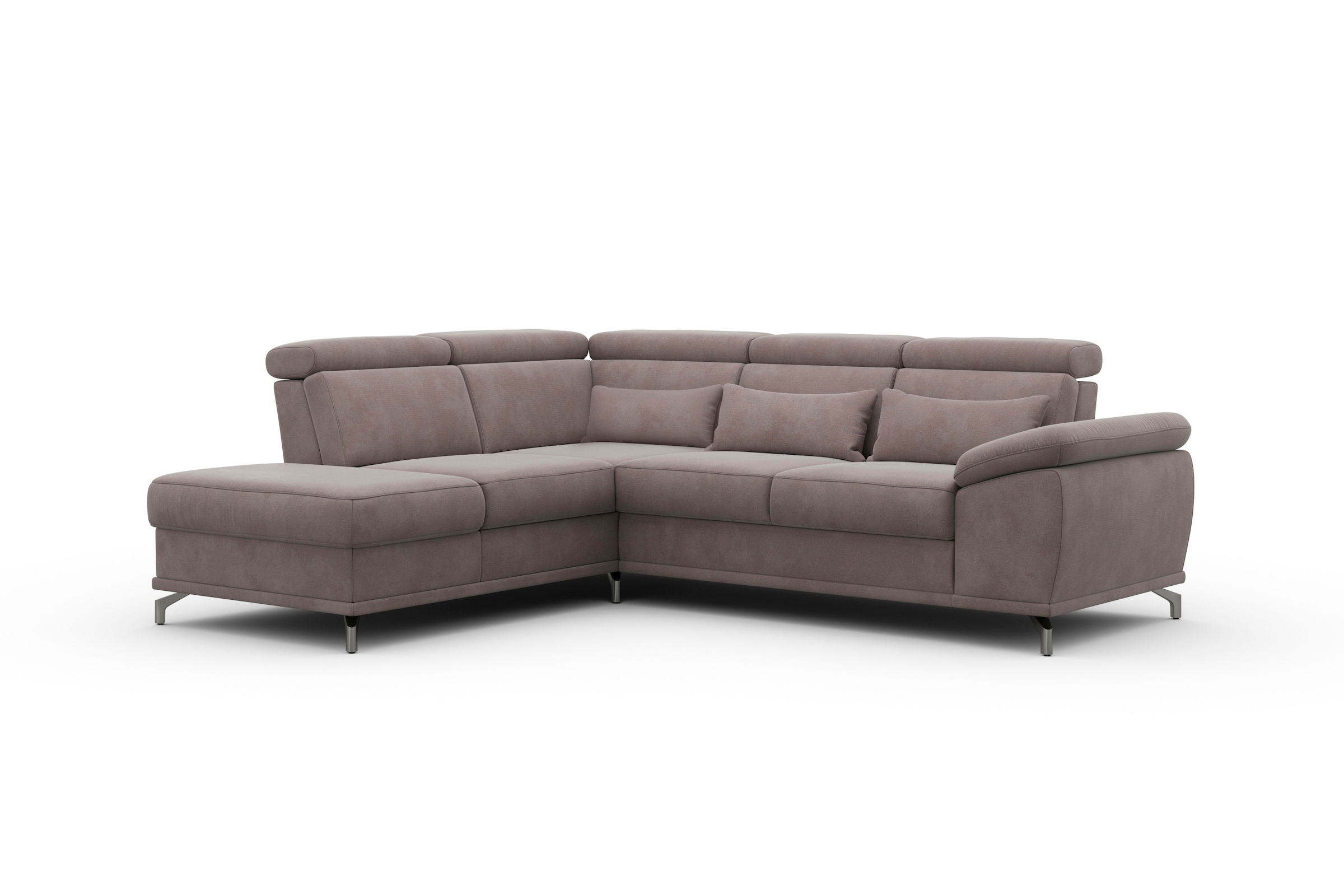 sit&more Ecksofa »Cabrio L-Form«, mit Sitztiefenverstellung und Federkern, 3 Nierenkissen