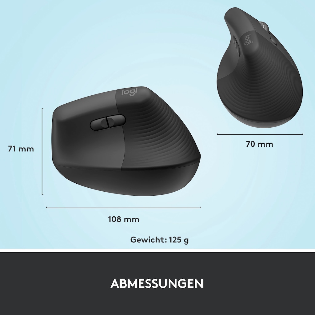 Logitech ergonomische Maus »Lift Right Vertical«, Bluetooth