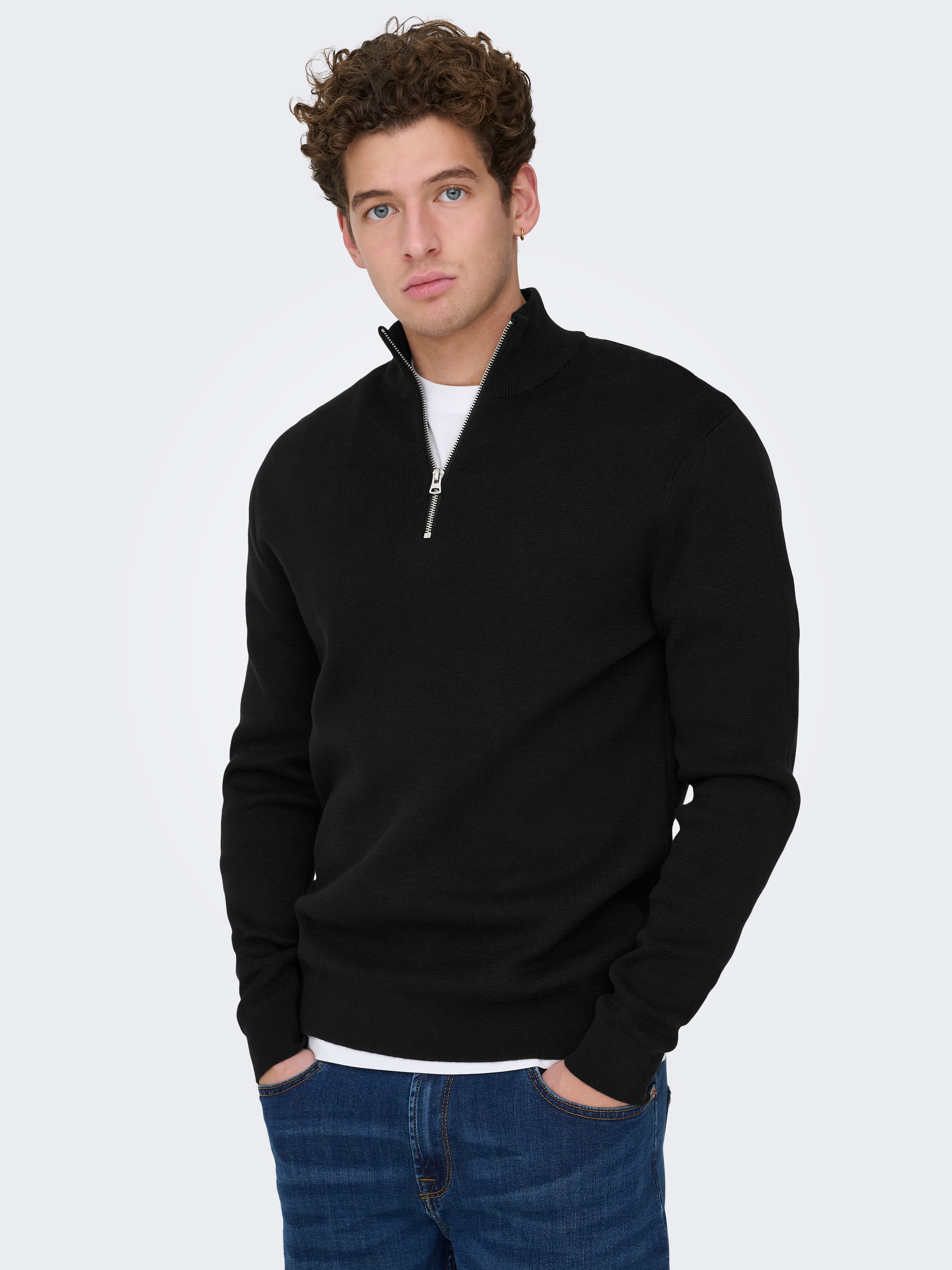 ONLY & SONS Troyer "ONSTING LIFE REG HALF ZIP KNIT NOOS" Baumwolle, regular günstig online kaufen