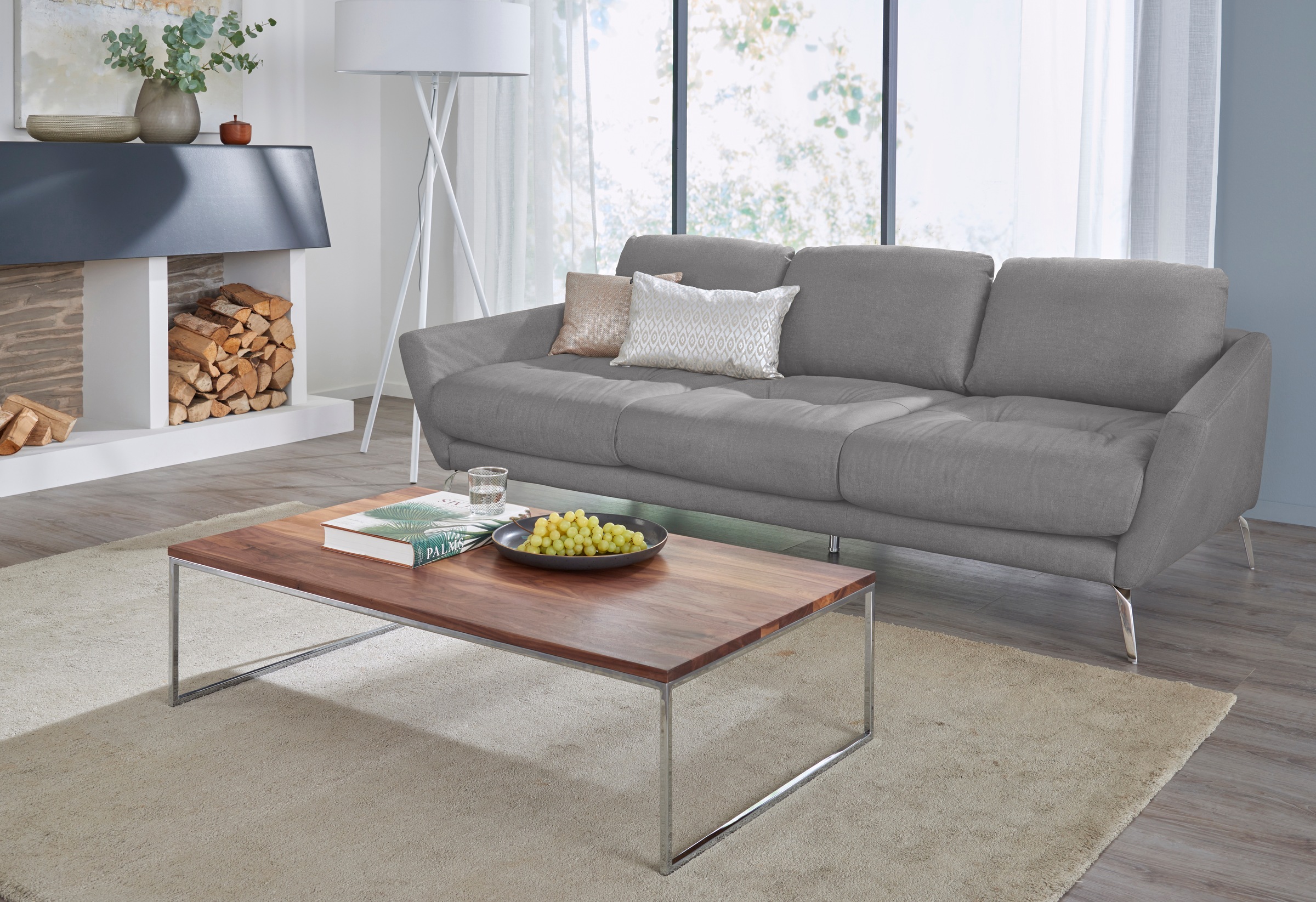 W.SCHILLIG Big-Sofa »softy«, mit dekorativer Heftung im Sitz, Füße Chrom glänzend