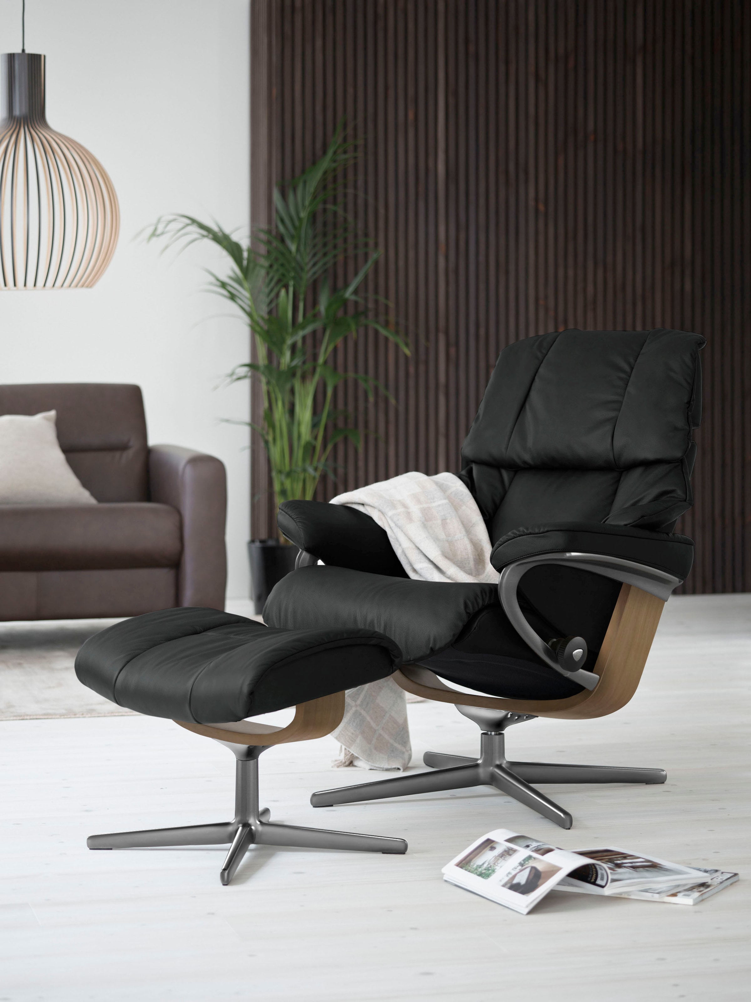 Stressless Fußhocker "Reno", mit Cross Base, Größe S, M & L, Holzakzent Eiche