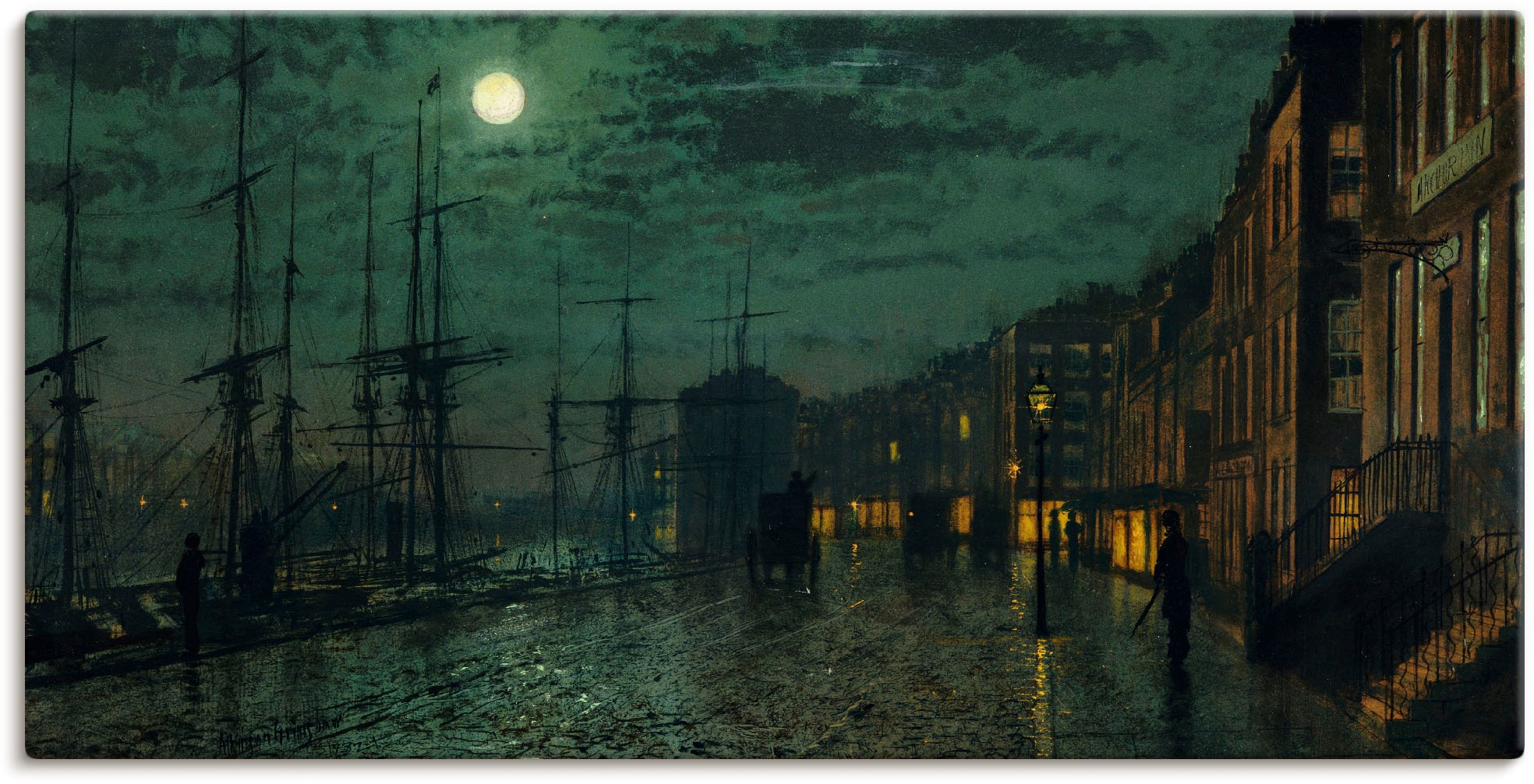 Artland Leinwandbild »Docks bei Mondlicht.«, Großbritannien, (1 St.), auf Keilrahmen gespannt