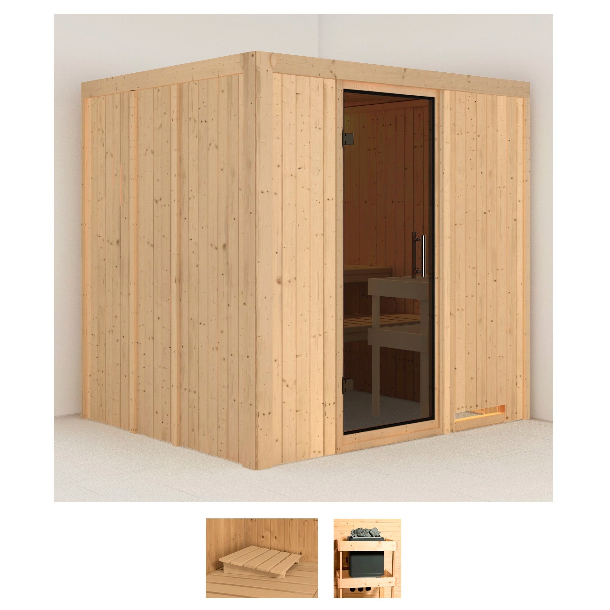 KARIBU Sauna "Dima", ohne Ofen, (ohne Ofen), beige, Saunen, ohne Ofen