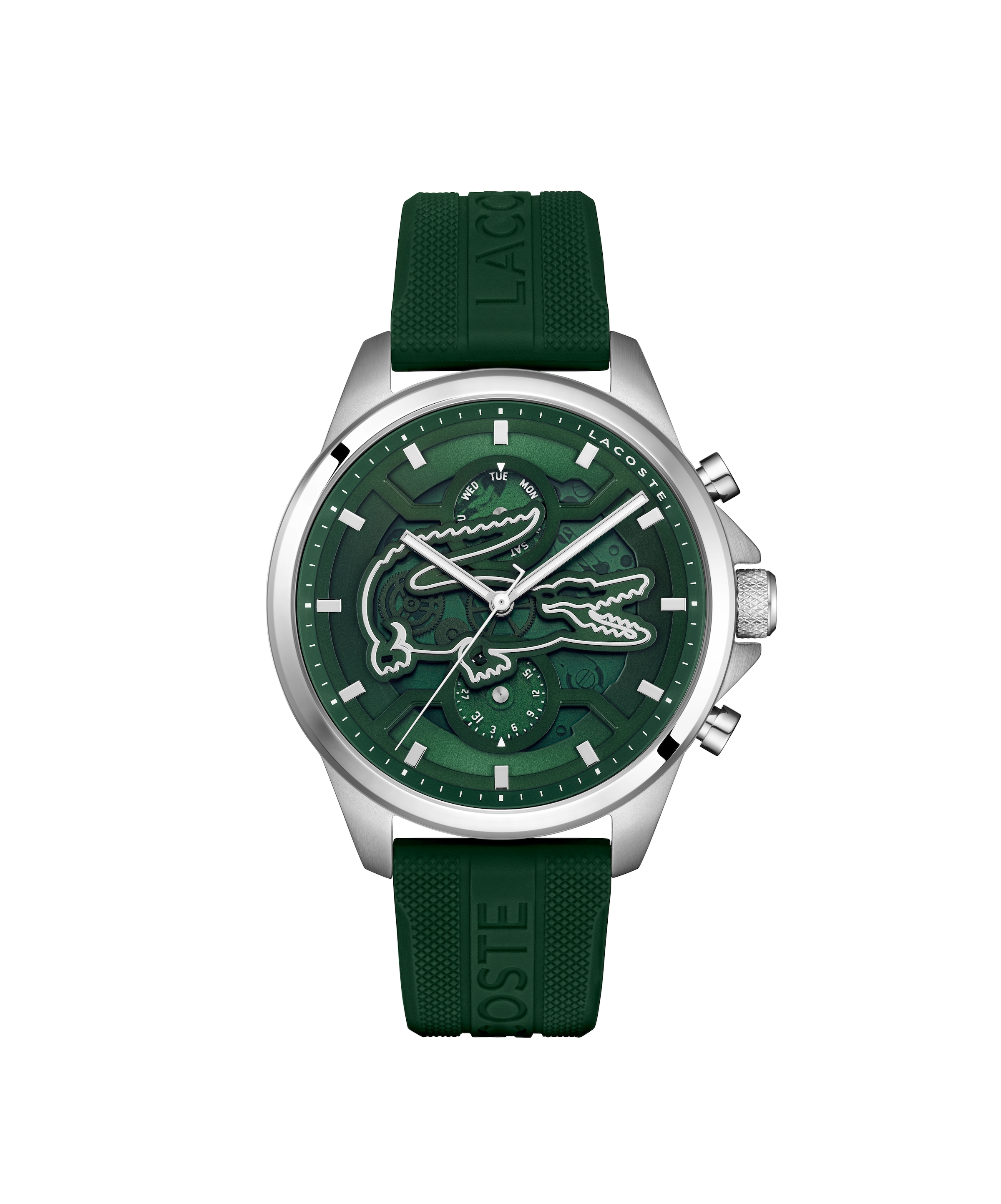 "Multifunktionsuhr LACOSTE ""ARTHOR"", grün, Armbanduhren, Herren, Quarzuhr, Armbanduhr, Herrenuhr, Silikonarmband, analog"