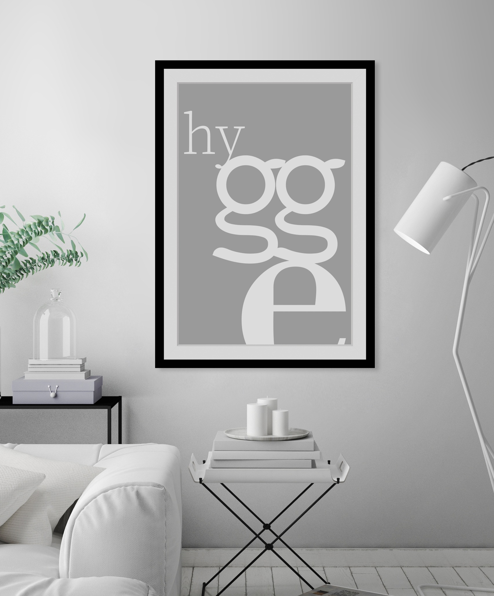 queence Bild »hygge«, Buchstaben, Regenbogen, Schriftzug, Figuren, gerahmt, Abstrakt