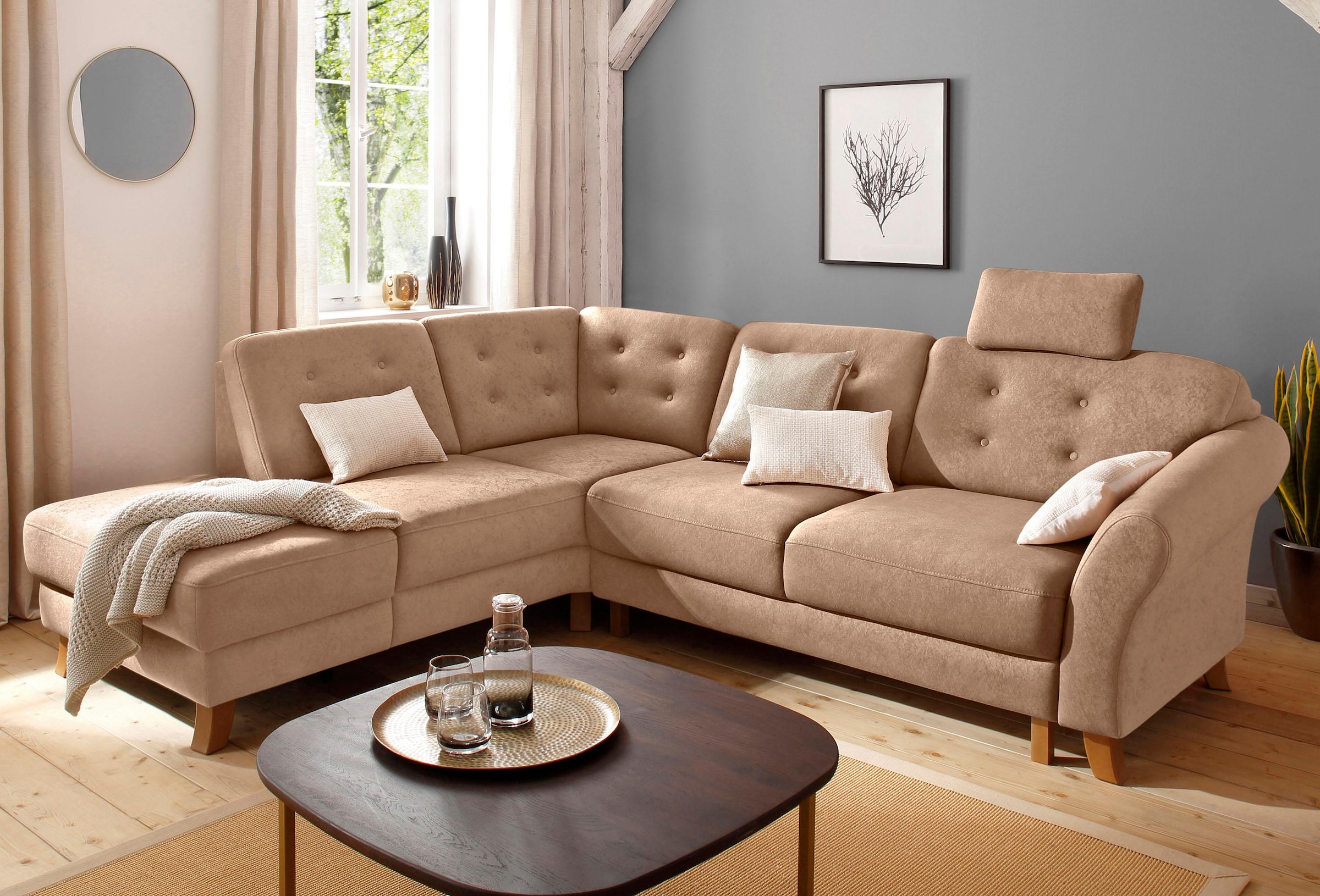 OTTO home Ecksofa "Trondheim L-Form, B: 260 cm, Federkern, Komfortsitz" mit Schlaffunktion, optional mit Stauraum, Eckcouch frei stellbar