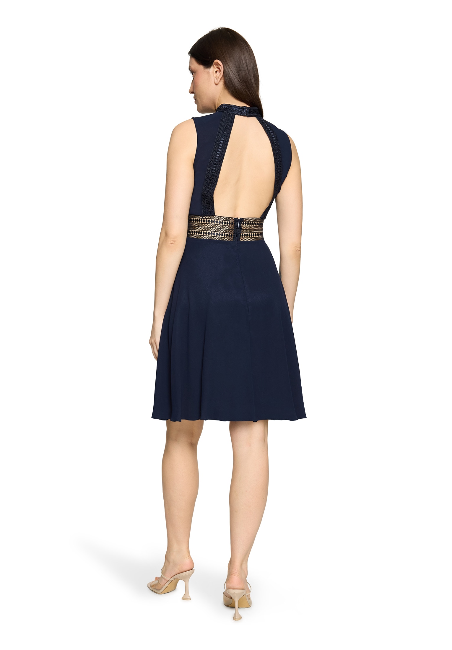 Vera Mont Cocktailkleid »Damen mit Spitzeneinsatz« Ohne Tasche Aufgesteppte Bänder