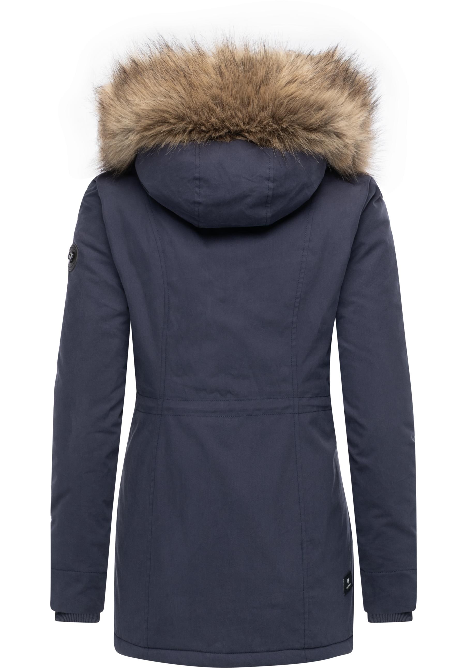 Ragwear Kurzmantel »Monadetta Warm«, Kurzer Wintermantel mit Kunstfellbesatz