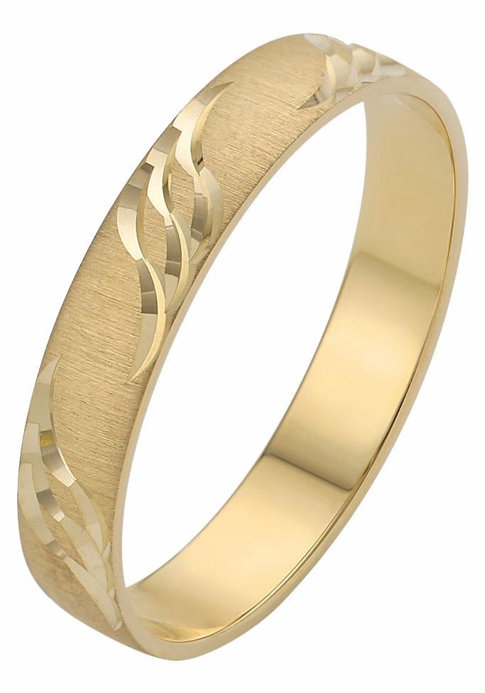 Firetti Trauring »Schmuck Geschenk Gold 375 Hochzeit Ehering "LIEBE" Welle«, Made in Germany, wahlweise mit oder ohne Brillant