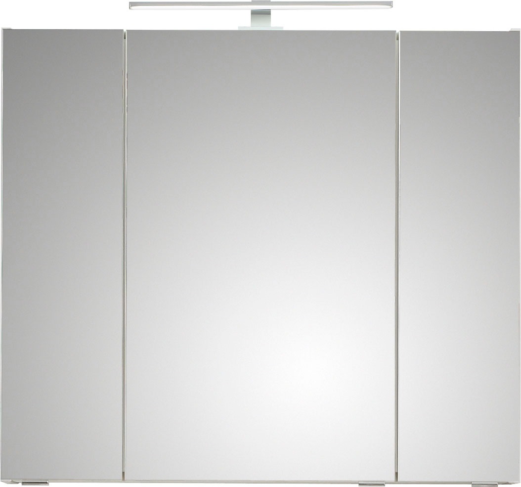 Saphir Badmöbel-Set »Quickset 3-teilig, Keramik-Waschtisch und LED-Spiegelschrank«, (5 St.), Unterschrank, inkl. Türdämpfer, 4 Türen, 1 offenes Fach, Bad-Set