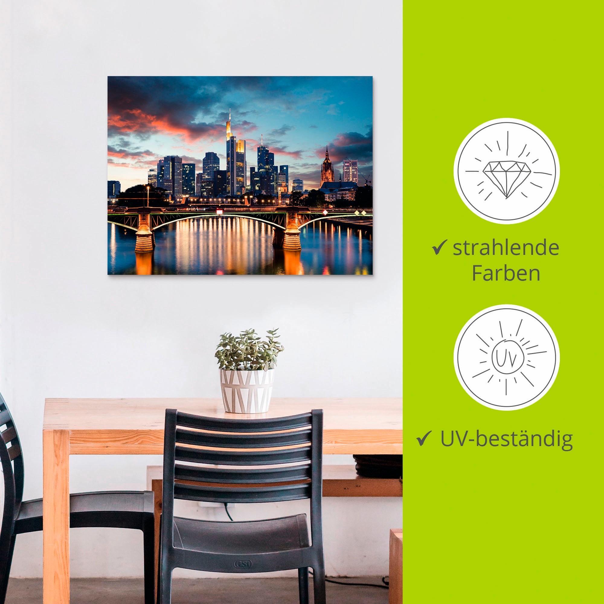 Artland Wandbild »Frankfurt am Main Skyline II«, Deutschland, (1 St.), als Alubild, Outdoorbild, Leinwandbild, Poster in verschied. Größen