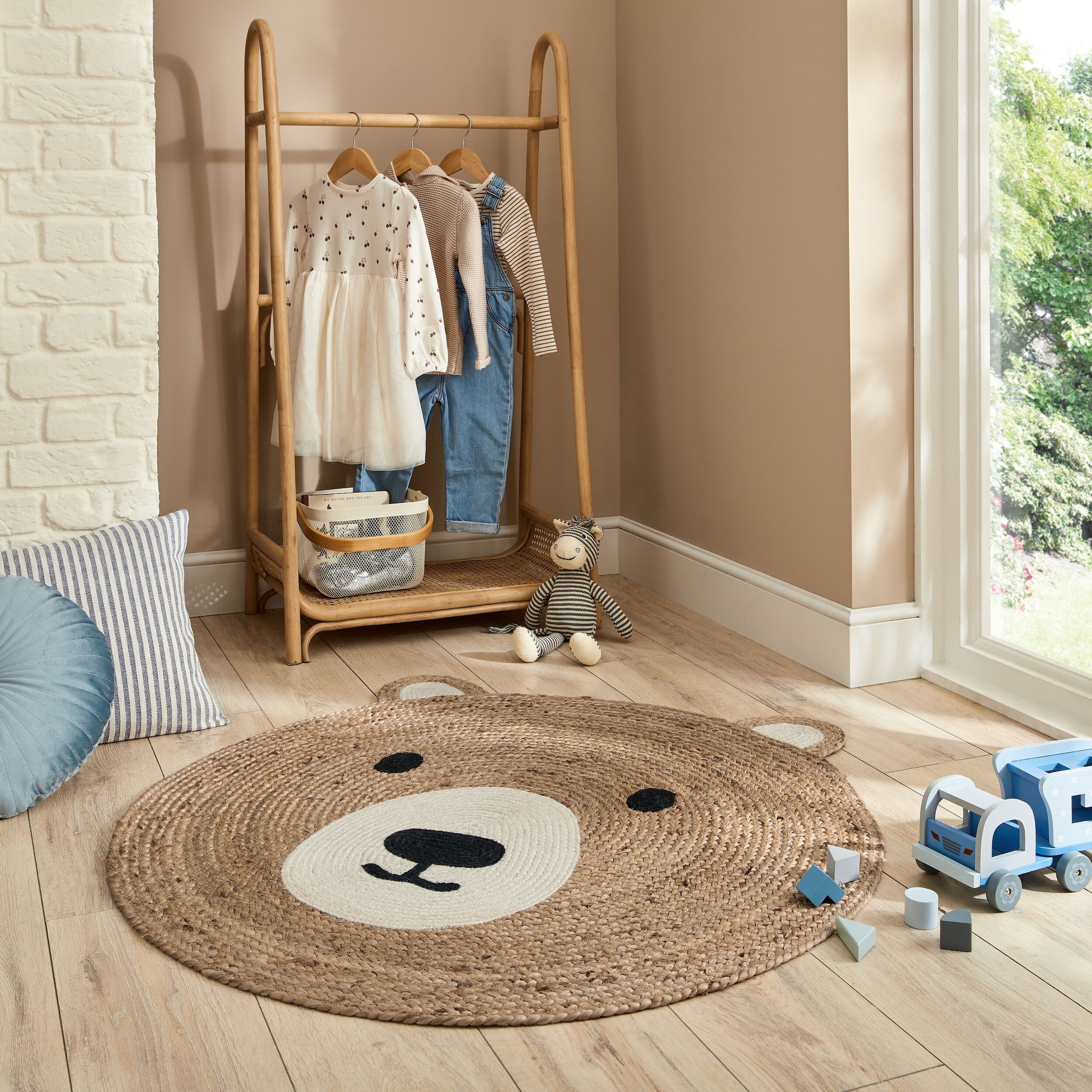 FLAIR RUGS Teppich "Bertie Bär" rund 5 mm Höhe Kinder Naturfaser Teppich günstig online kaufen