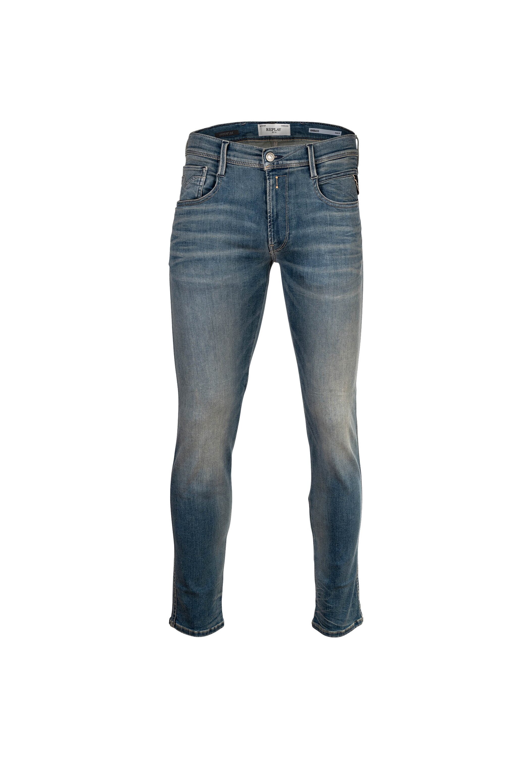 REPLAY Herren Skinny-fit-Jeans "Jeans Hyperflex Stretch ANBASS", blau, Gr. 30, Obermaterial: 91% Baumwolle CO. 6% Elastomultiester ELE. 3% Elasthan