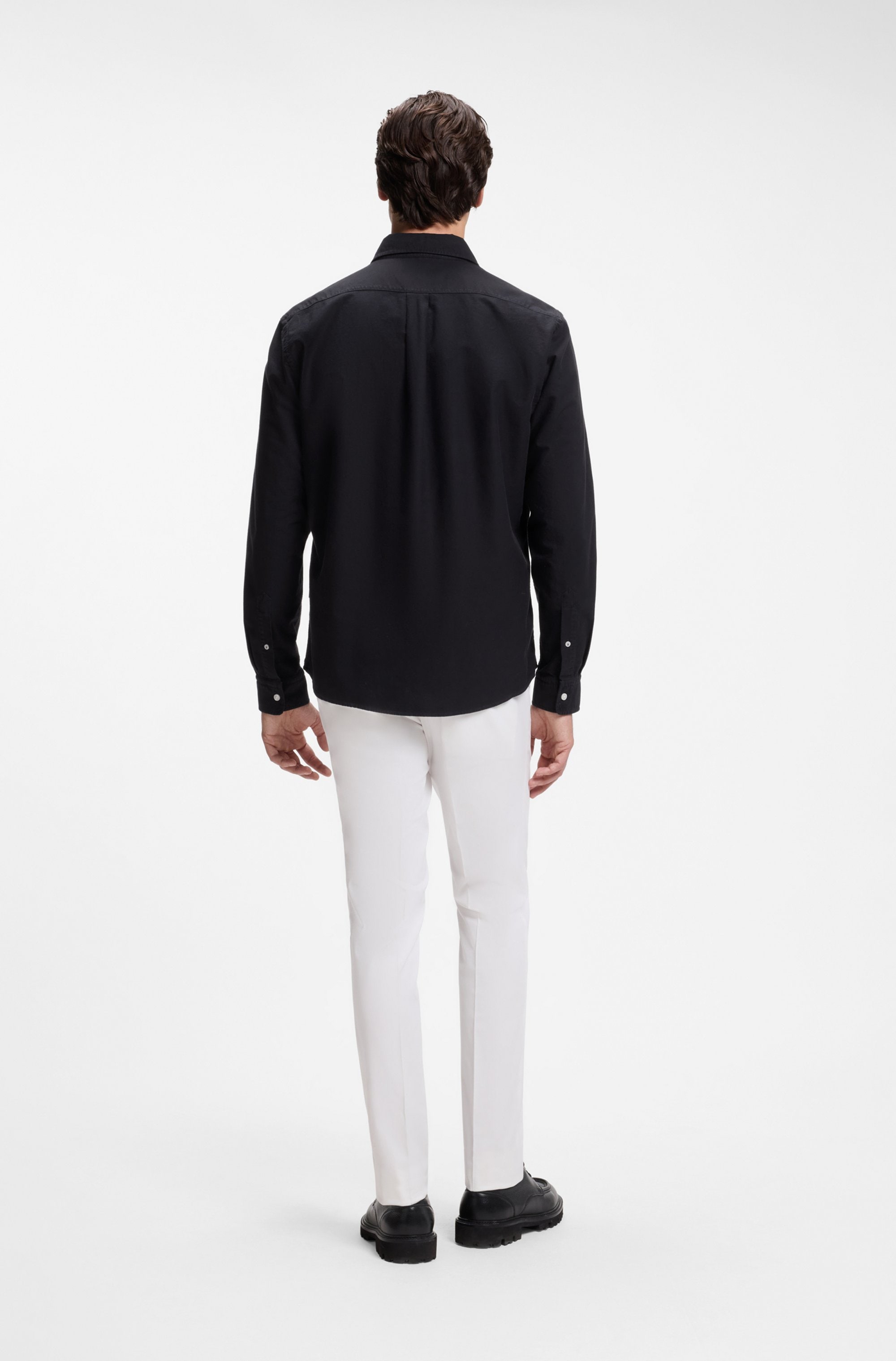 BOSS Langarmhemd Button-down-Kragen, Regular Fit, reine Baumwolle