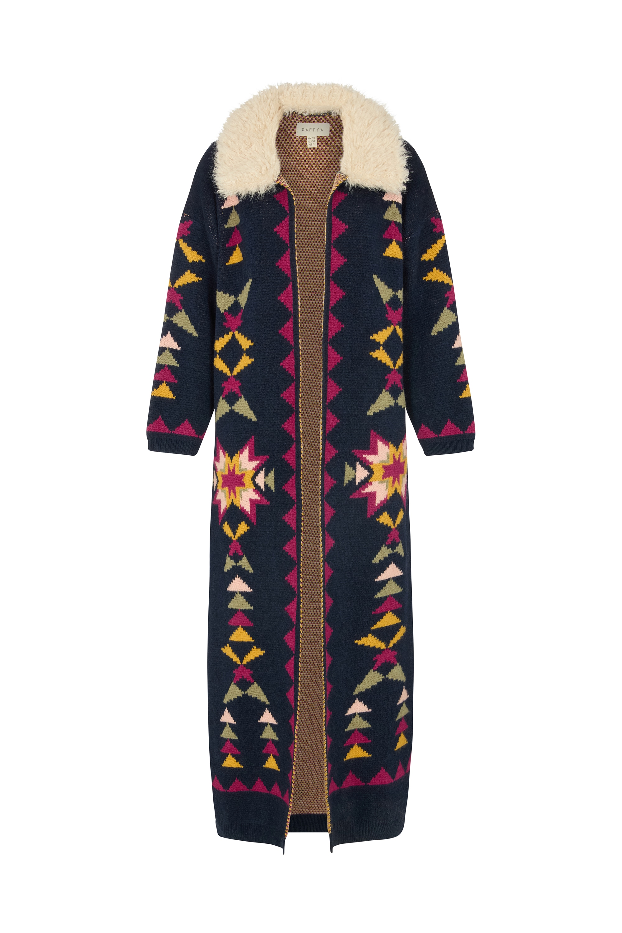 RAFFYA Strickjacke "Cathy Jacquard Long Line Cardigan Damen" günstig online kaufen