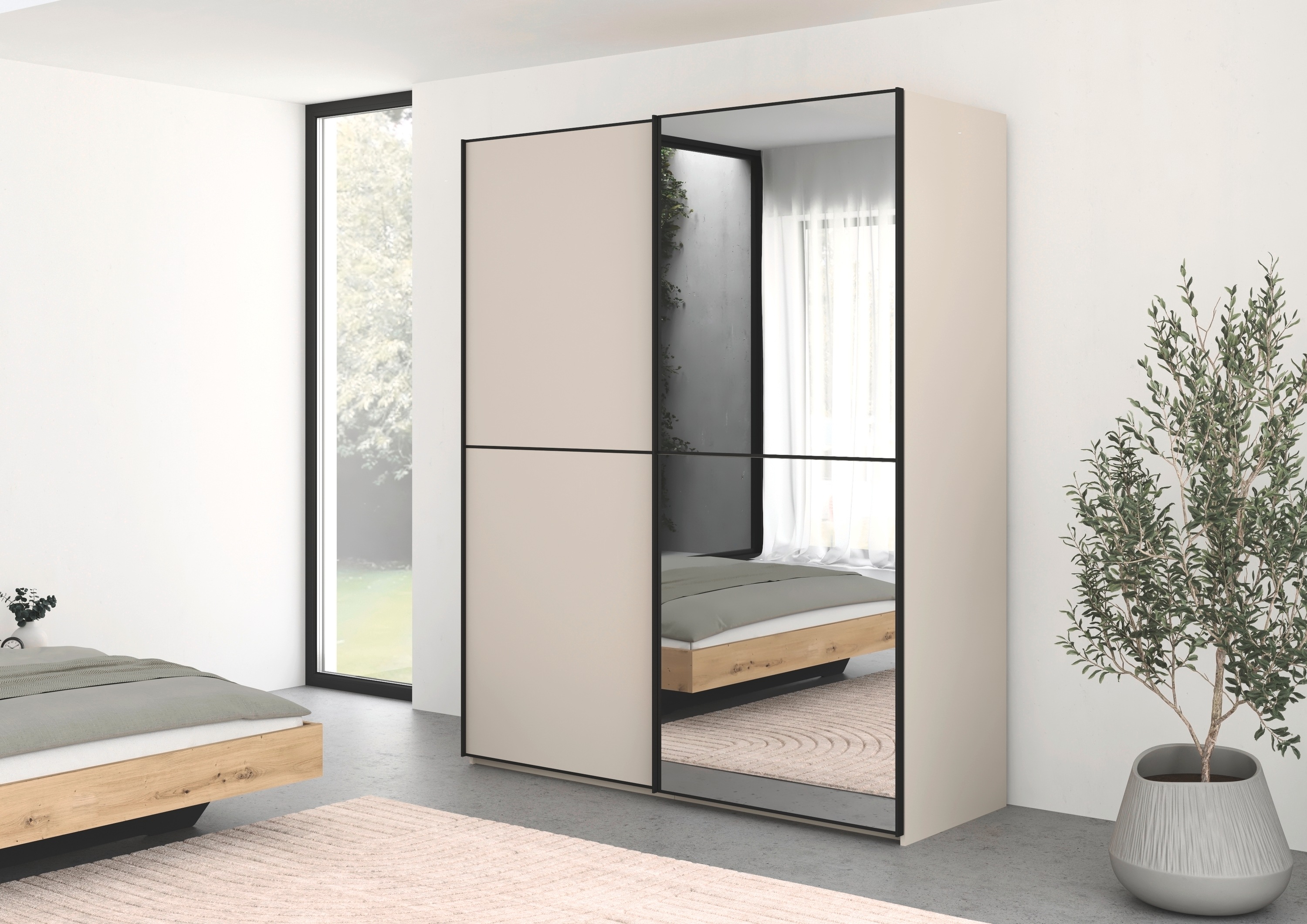 Thumbnail - rauch Schwebetürenschrank "Kleiderschrank Schrank Garderobe Schlafzimmerschrank SCALE-DUO", edle zweigeteilte Türen, Spi...