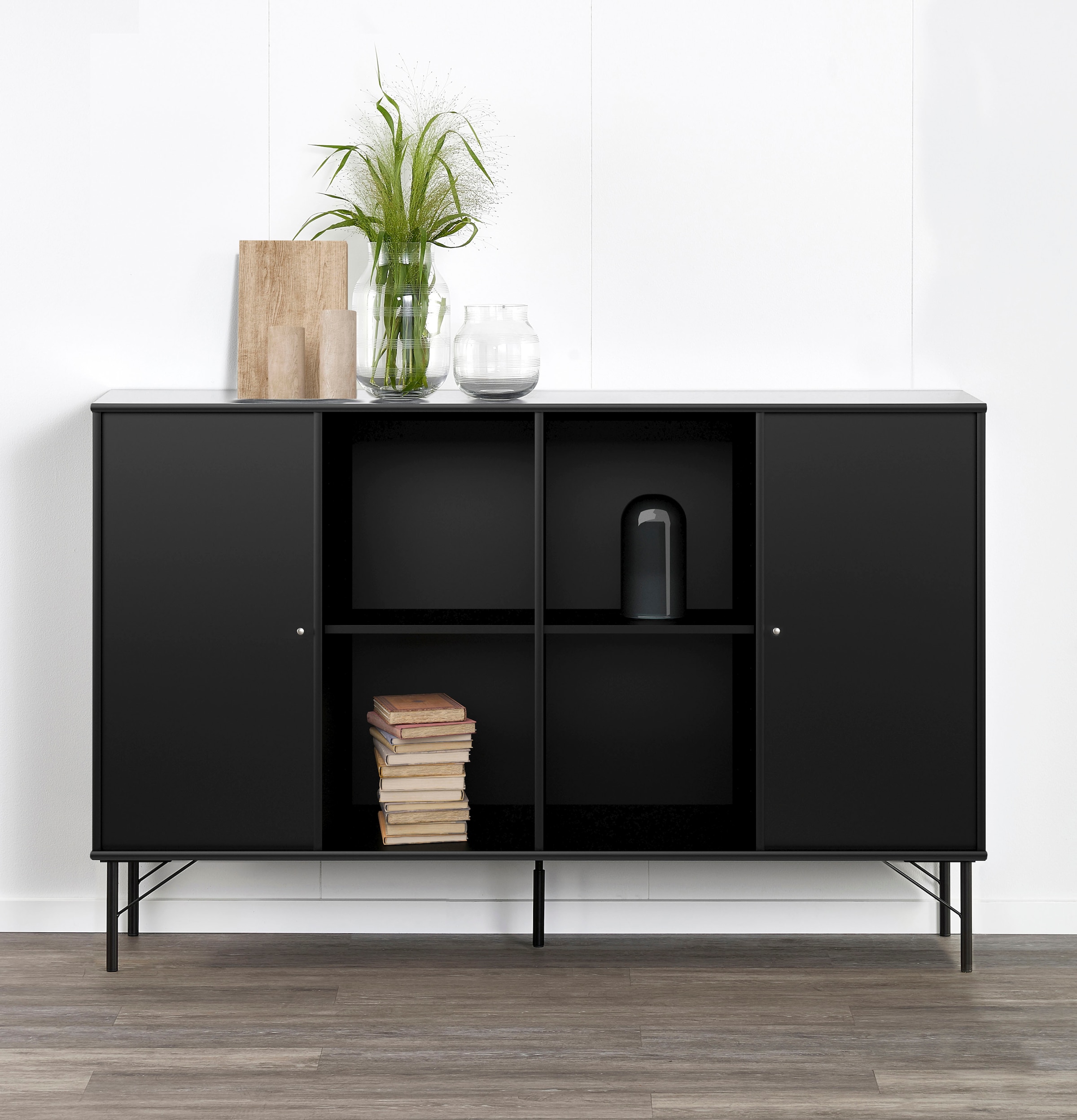 Hammel Furniture Sideboard "Mistral Kubus", mit zwei Türen und Metall Füße, Breite: 136 cm