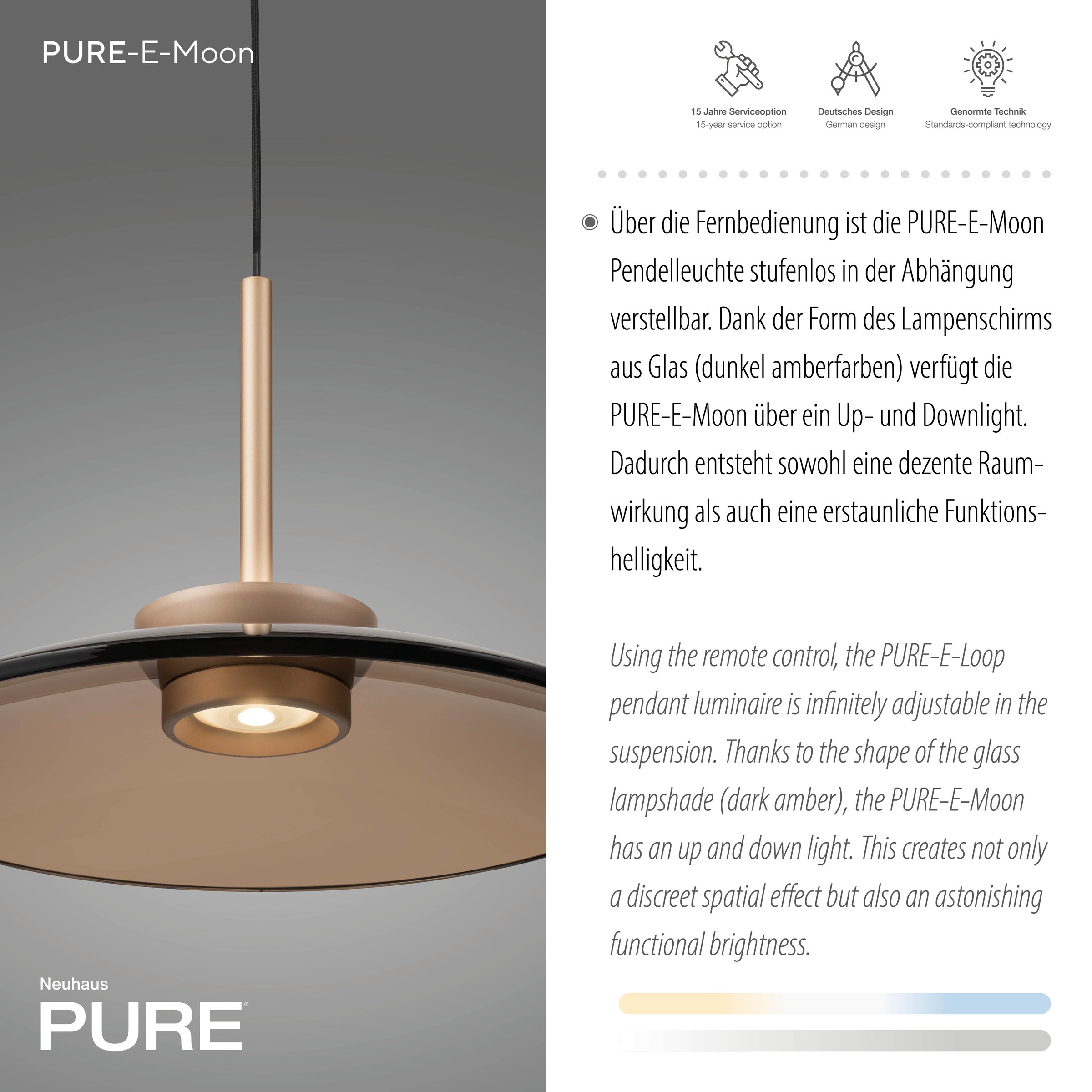 Neuhaus PURE LED Pendelleuchte »PURE E-Moon« LED-Board 1 Stk. warmweiß - kaltweiß e-LIFT® Funktion, CCT, dimmbar über Fernbedienung