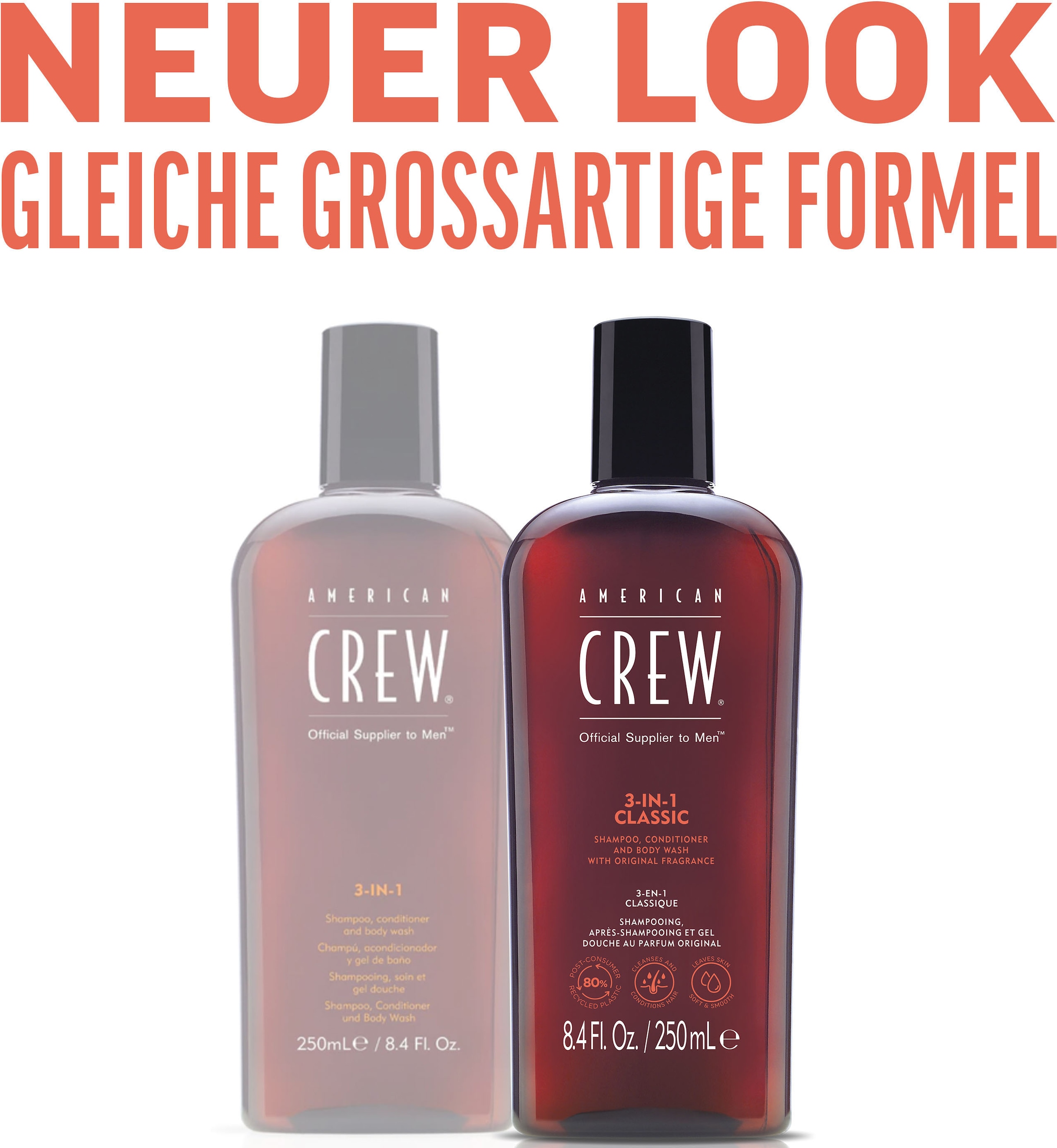 American Crew Haarshampoo »3In1 Classic Shampoo, Conditioner & Body Wash 250 ml«, (1 tlg.)