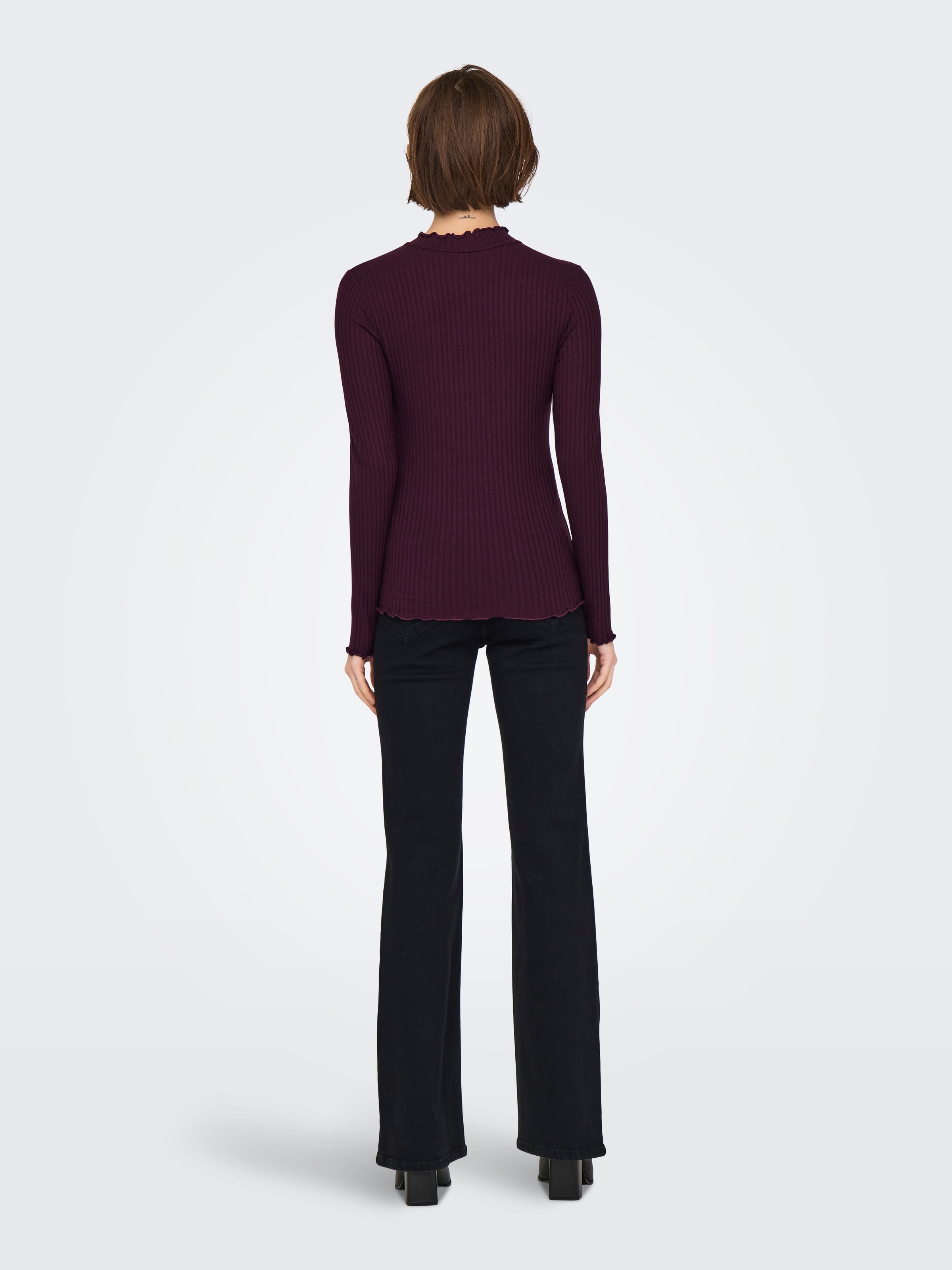 JDY Langarmbluse »JDYFRANSISKA L/S HIGHNECK TOP JRS NOOS«, mit gewellten Säumen