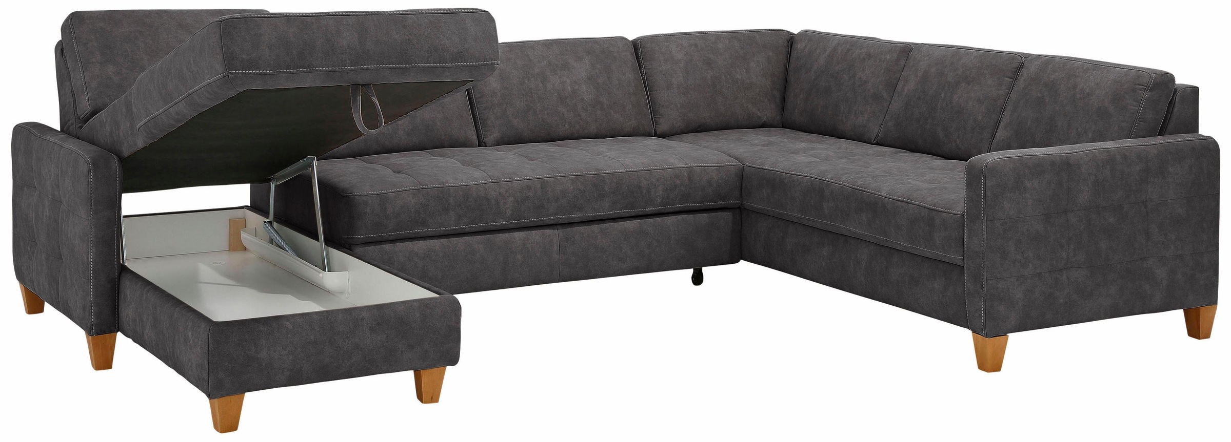 Thumbnail - Home affaire Wohnlandschaft "Earl U-Form", wahlweise auch mit Bettfunktion oder Bettfunktion mit Bettkasten