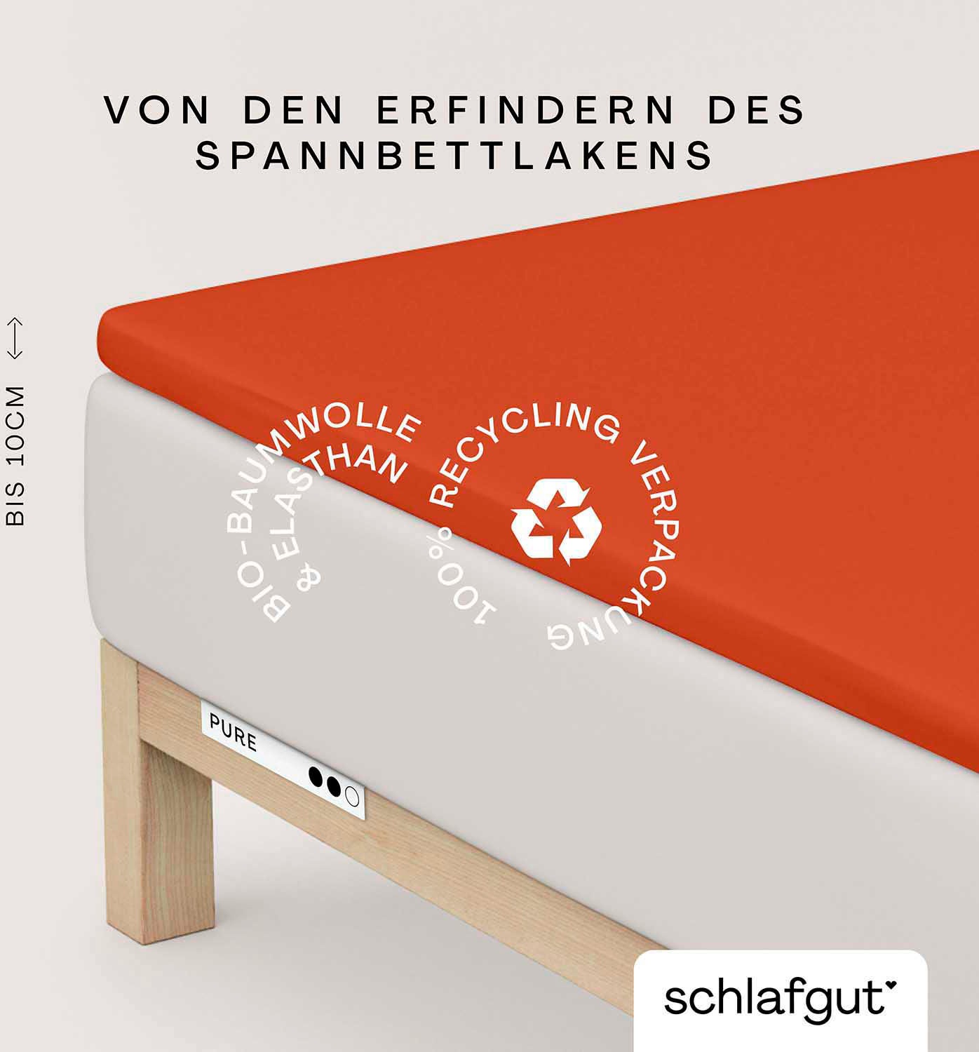Schlafgut 1100000002199 "PURE TOPPER Bio-Baumwolle mit Elasthan 170 g/m² für Topper bis 10 cm" PREMIUM Laken für Matratzen bis 10 cm Höhe, dehnbar, blickdicht