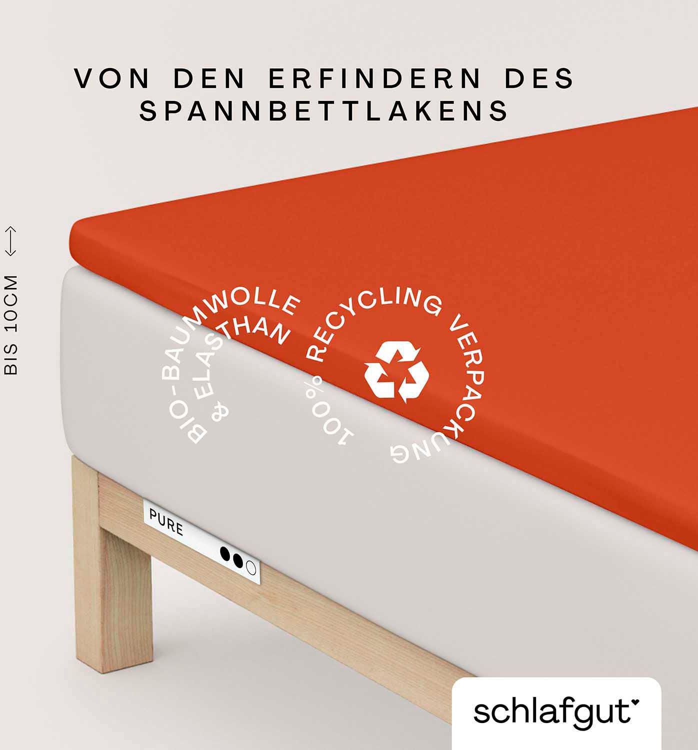 Schlafgut "PURE TOPPER Bio-Baumwolle mit Elasthan 170 g/m² für Topper bis 10 cm" PREMIUM Laken für Matratzen bis 10 cm Höhe, dehnbar, blickdicht