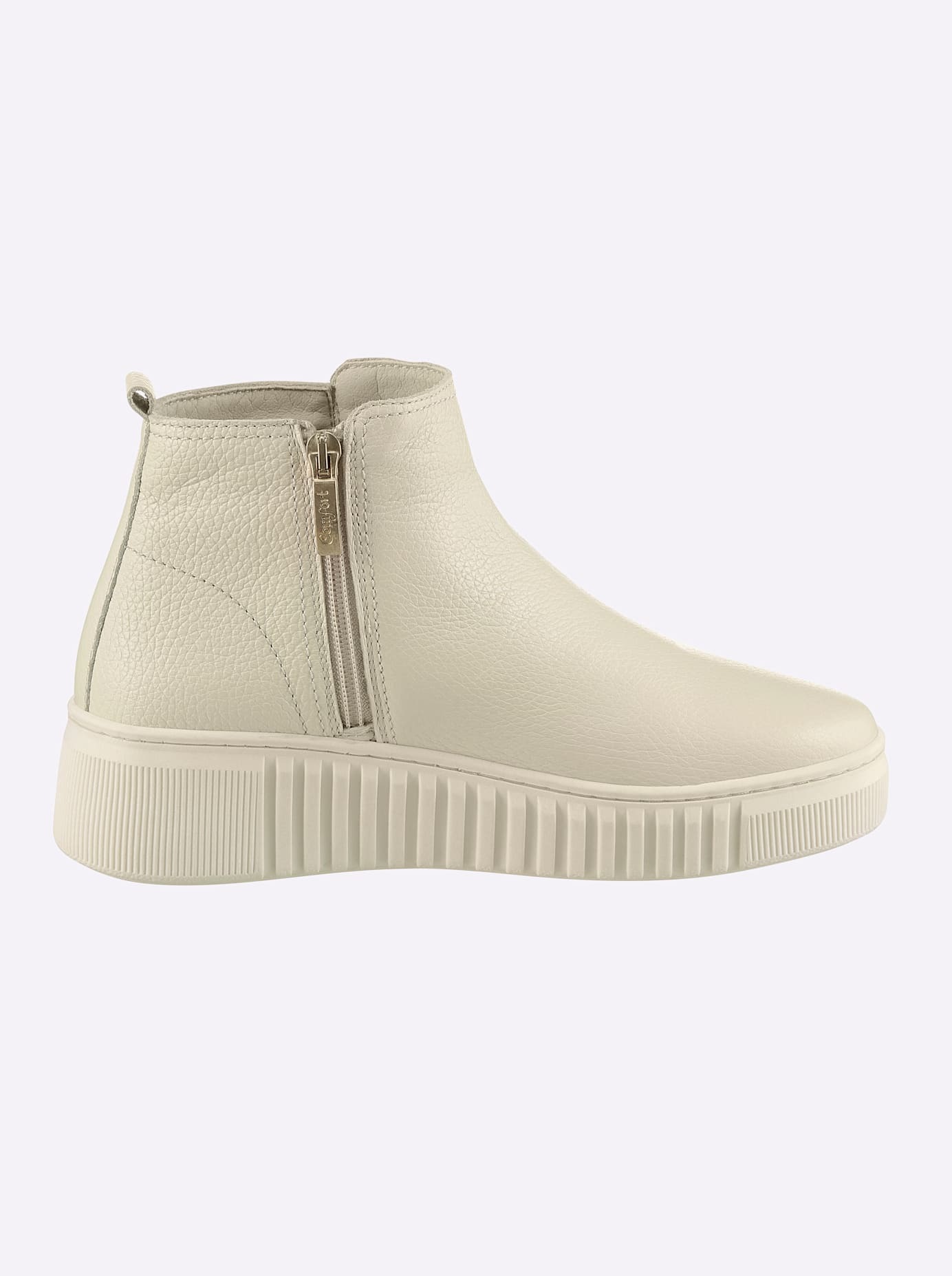 Stiefelette HEINE, Damen, Gr. 38, creme, Glattleder, Leder, Rindsleder, Schuhe Stiefelette 3