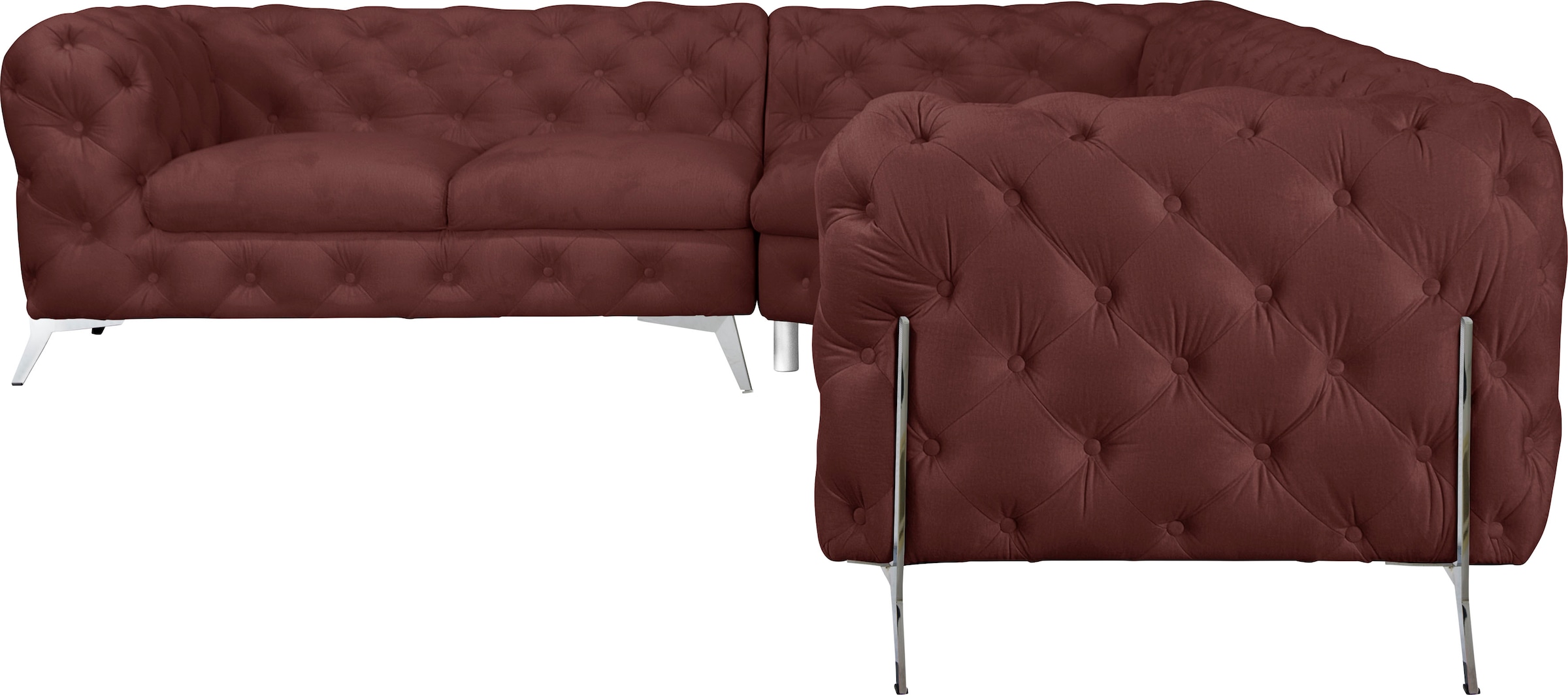 Home affaire Chesterfield-Sofa »Amaury L-Form« Chesterfield-Optik,  Breite/Tiefe je 262 cm, Fußfarbe wählbar