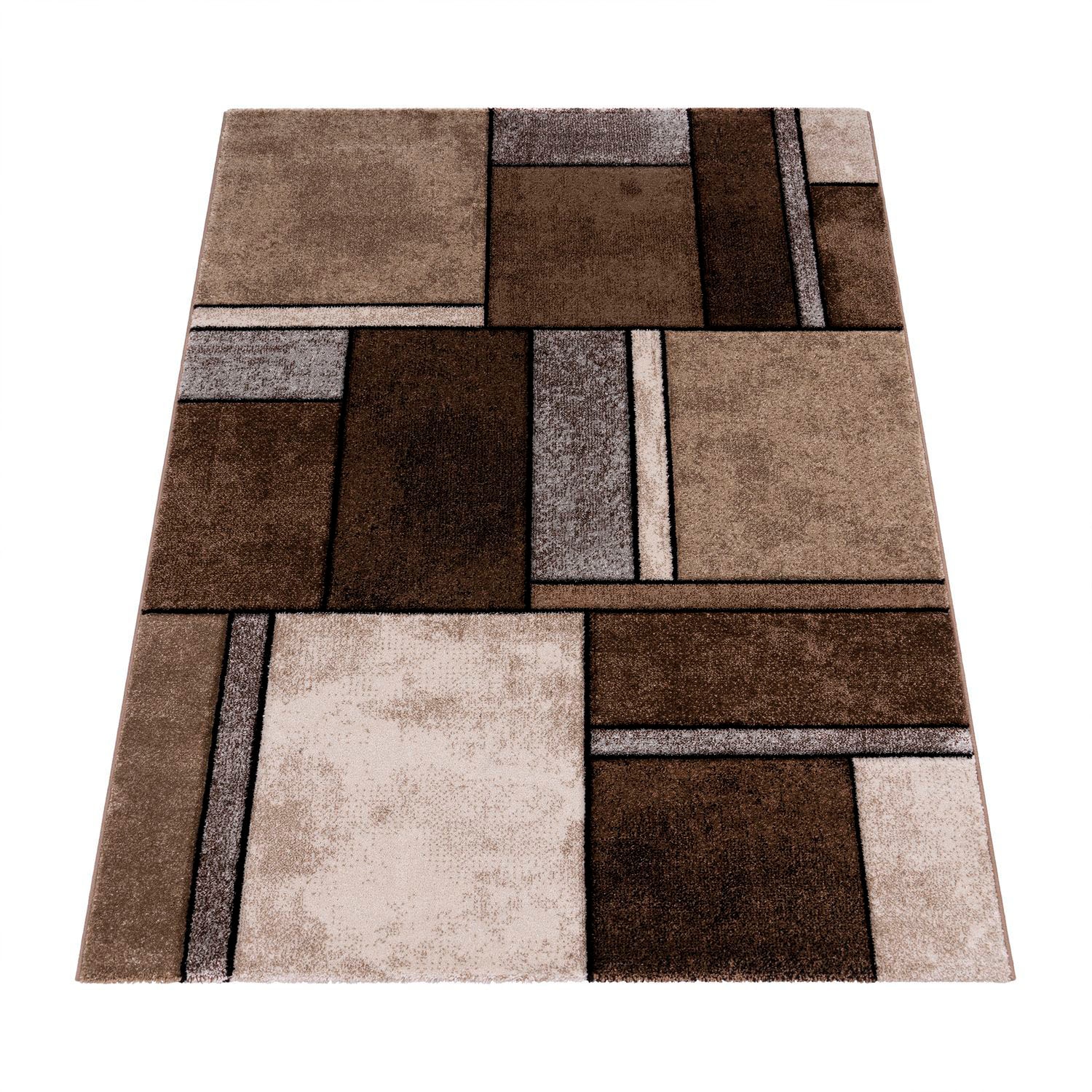 Paco Home Teppich »Brilliance 661«, rechteckig, 18 mm Höhe, Kurzflor, modernes 3D-Patchwork Design