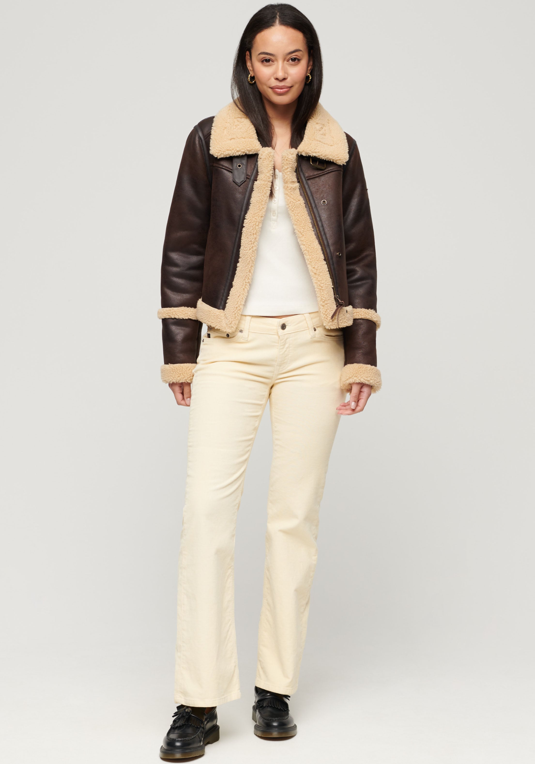 Superdry Lederimitatjacke »FAUX SHEARLING CROP JACKET«