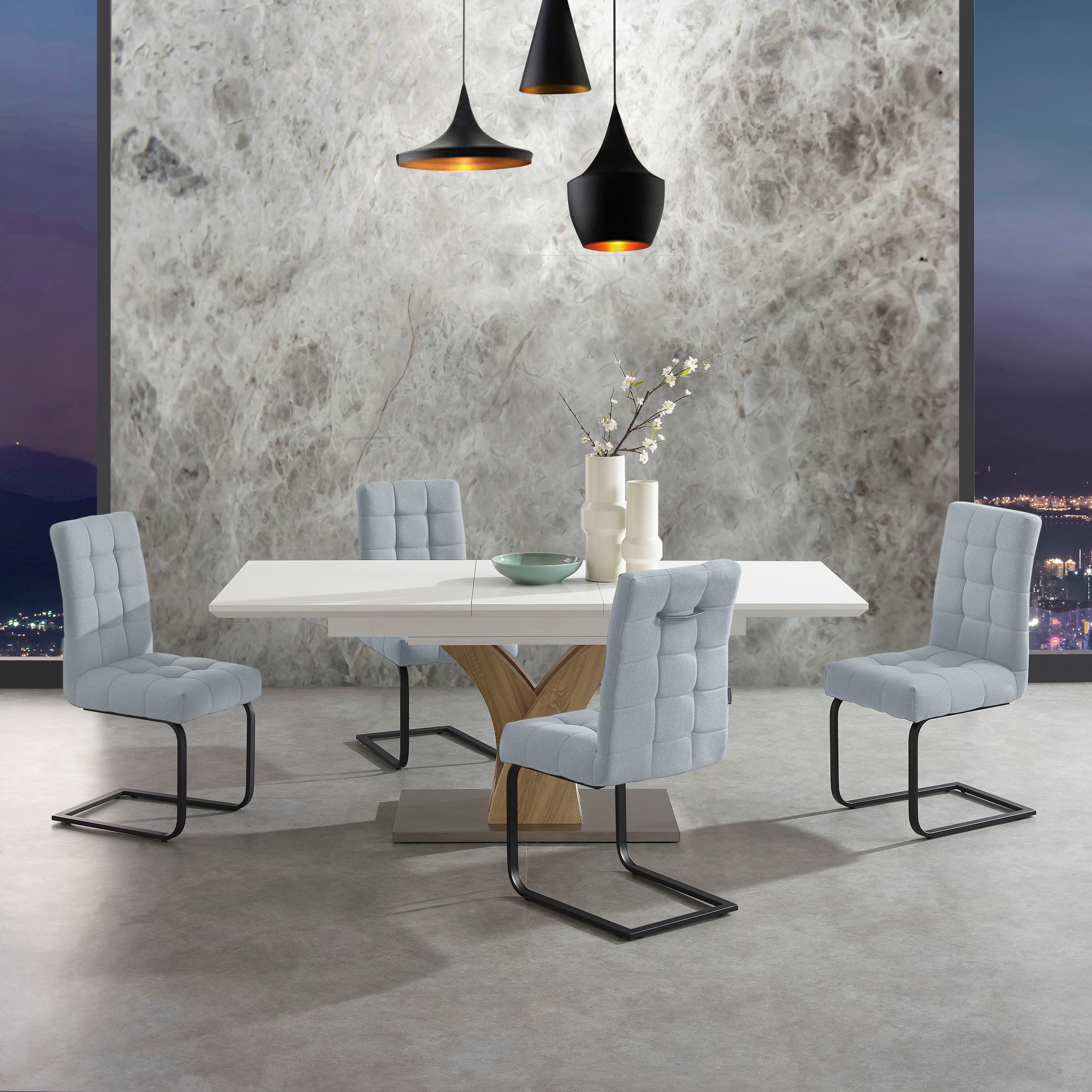 OTTO home Esszimmerstuhl "Nanaimo" () 2 Stk.Stoff recyceltes Polyester, Sitz und Rücken gepolstert, Sitzhöhe 49 cm