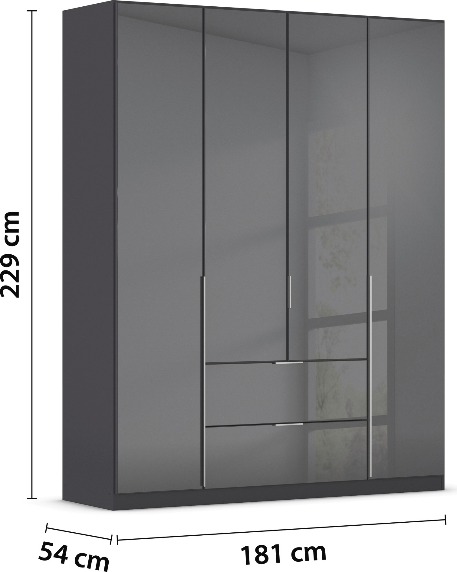 rauch Drehtürenschrank »Kleiderschrank Kleiderschränke Schrank Garderobe AGORDO mit Glasfront«, mit Außenschubkästen, in 6 Breiten und 2 Höhen MADE IN GERMANY