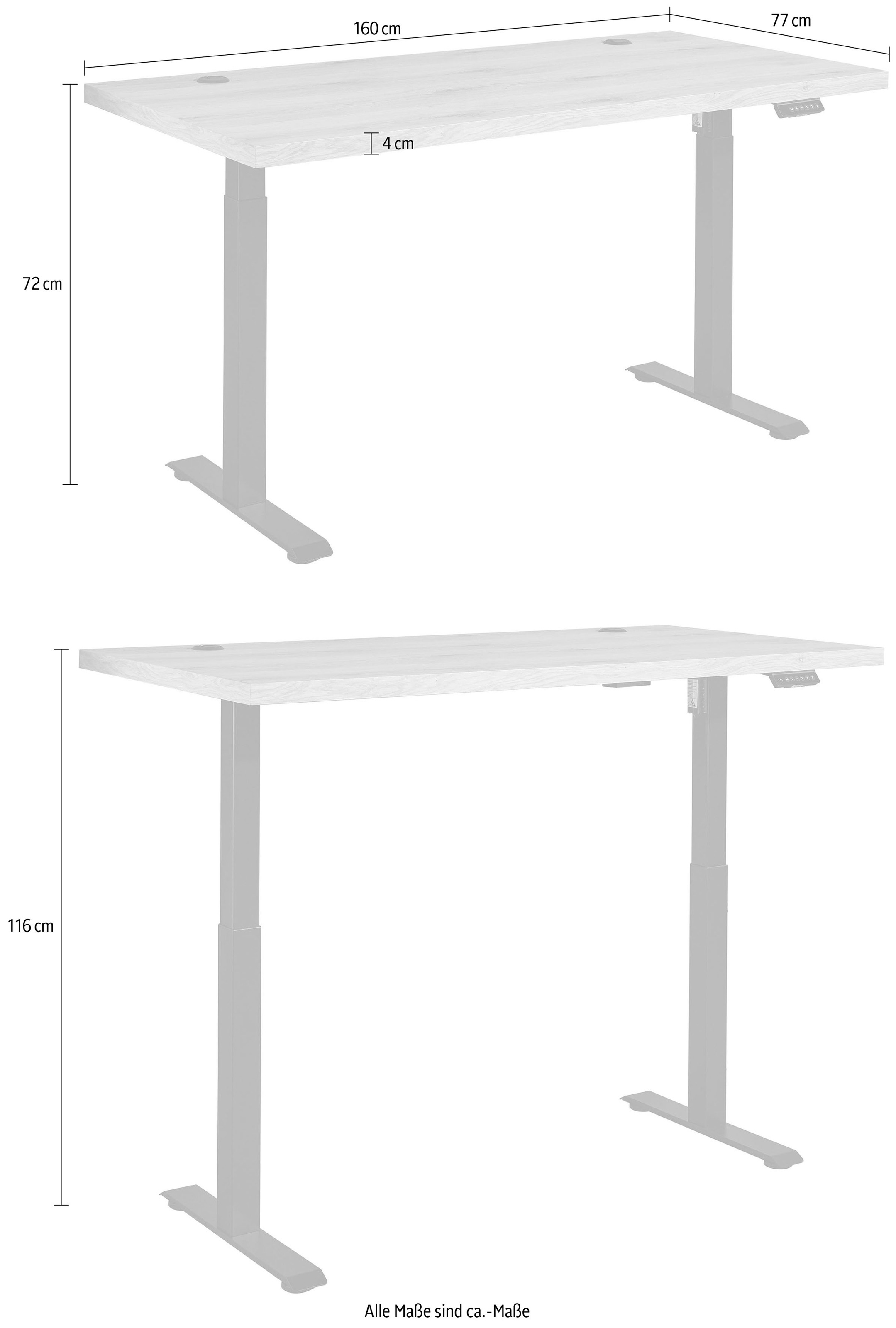 BEGA OFFICE Schreibtisch 2 Stk. tlg. Breite 160 cm, höhenverstellbar 72-116 cm