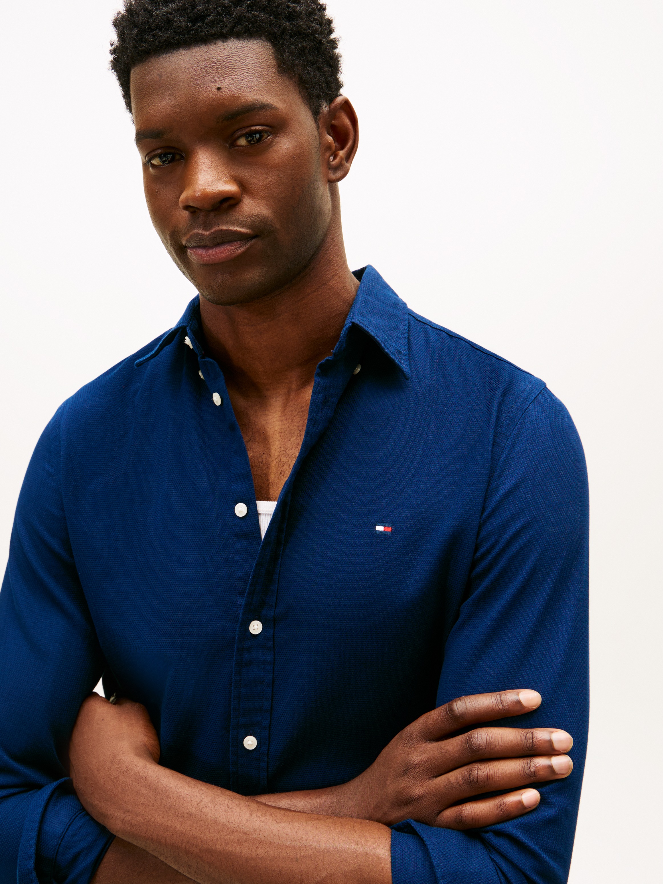 Tommy Hilfiger Langarmhemd "FLEX DOBBY" slim fit, Button-down-Kragen, unifa günstig online kaufen