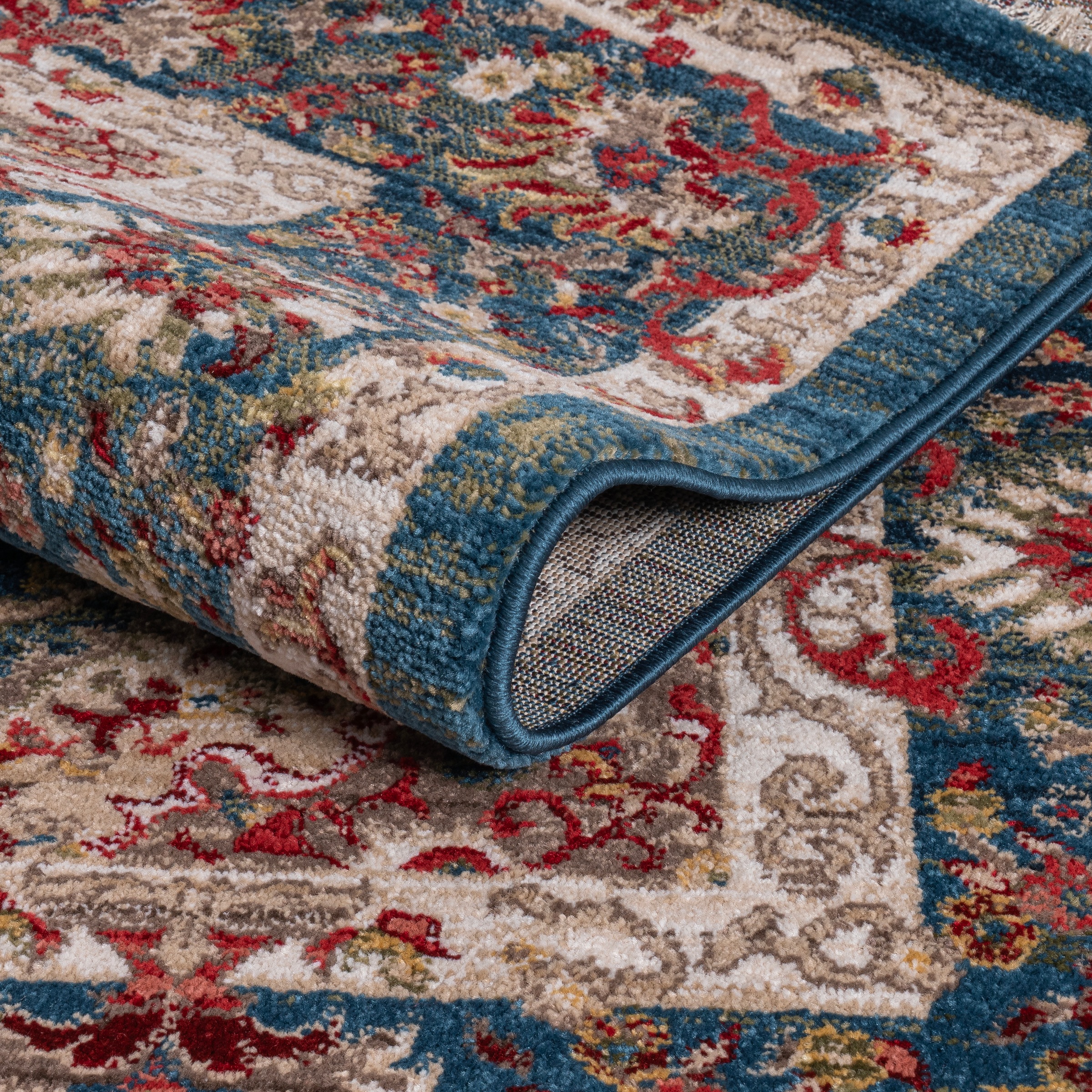 OTTO home Teppich »Molvio, mit & ohne Fransen« rechteckig 18 mm Höhe Orient-Optik, Vintage Design, weich, Wohnzimmer, Schlafzimmer