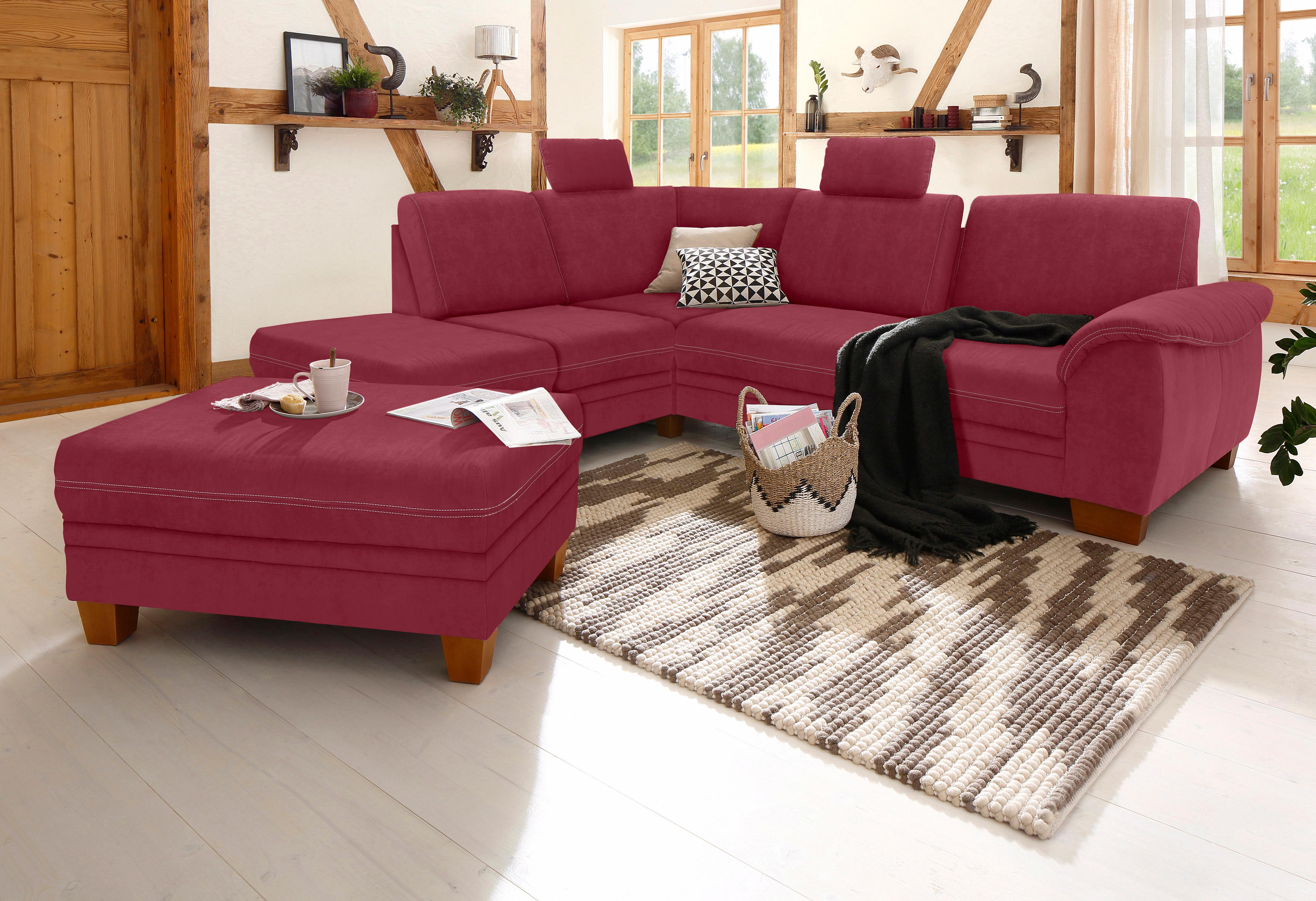 OTTO home Ecksofa "Husum L-Form" mit Sitztiefenverstellung, Federkern-Polsterung und Kontrastnaht