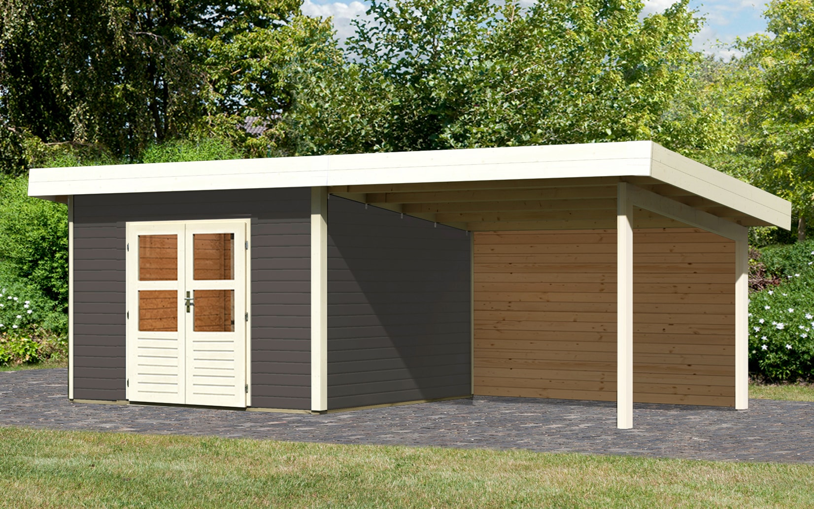 KONIFERA Gartenhaus »Perlsee 3« mit Anbaudach