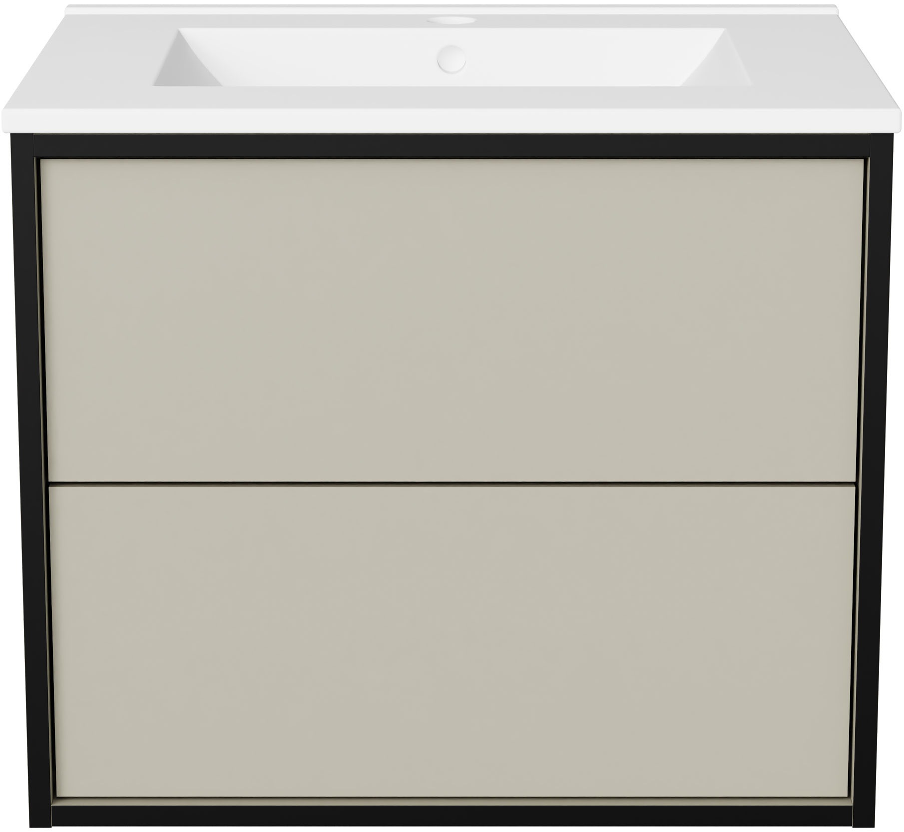 welltime Waschtisch »Waschbeckenunterschrank Line mit Waschbecken,Badmöbel,zwei Schubladen« Badschrank mit Waschbecken, Push to open, Maße B/H/T: 61/53/47 cm