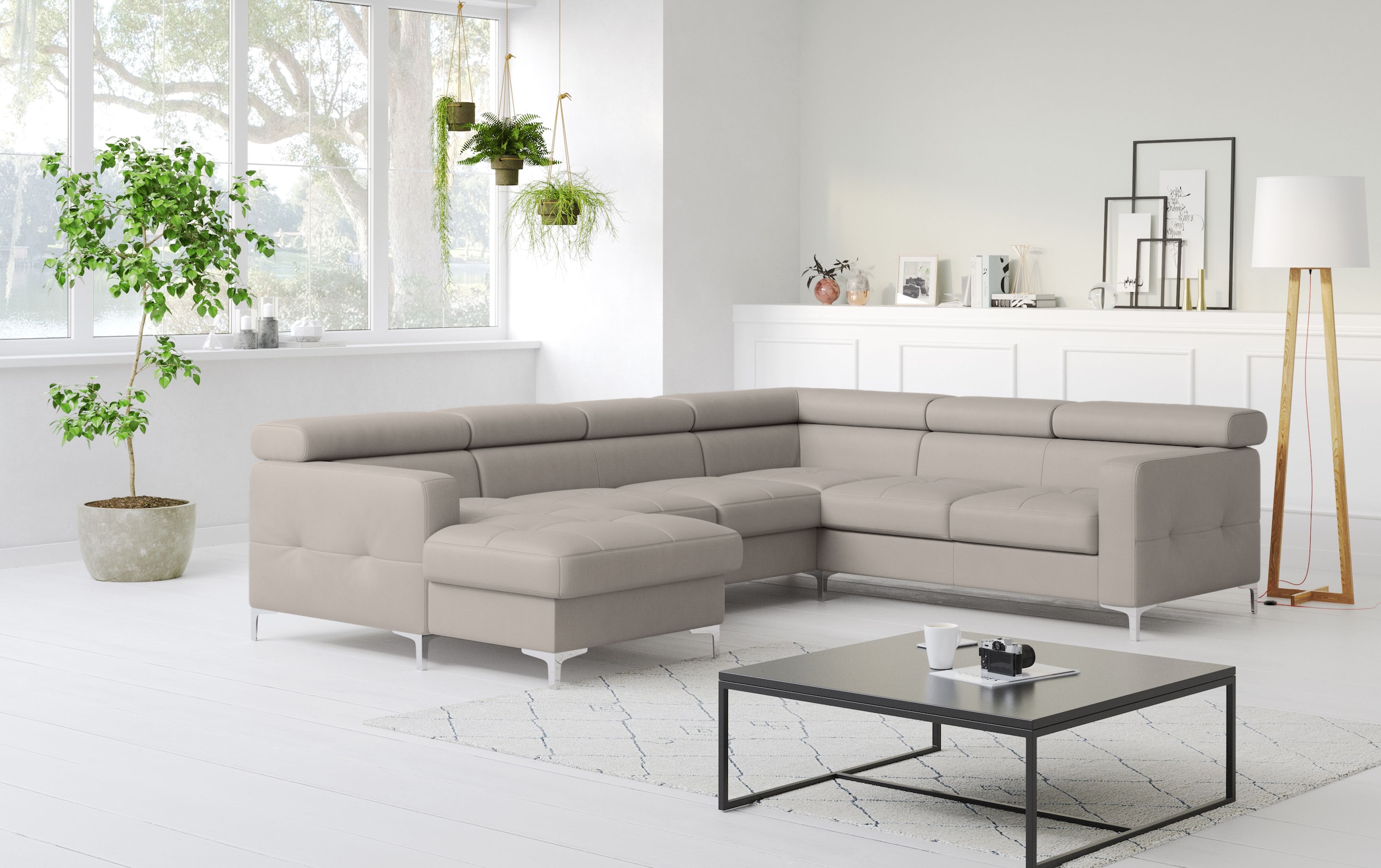 COTTA Wohnlandschaft »Sammy U-Form«, mit Kopfteilverstellung, optional mit Bettfunktion und Bettkasten