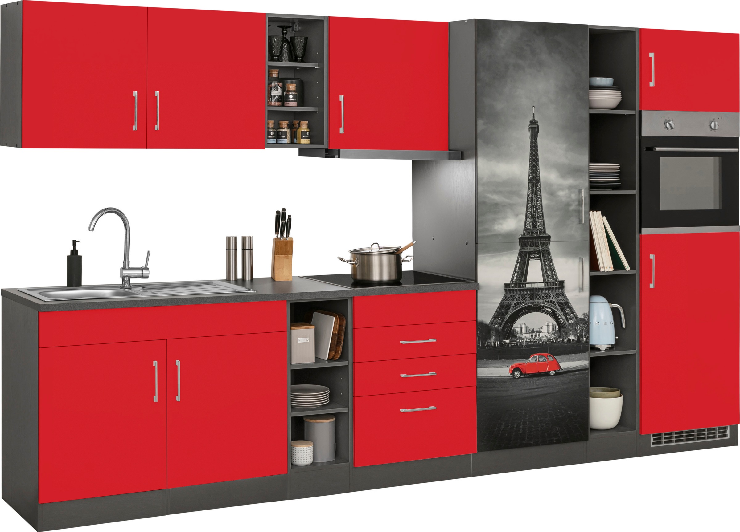 KOCHSTATION Küchenzeile »KS-Paris«, mit E-Geräten, Breite 390 cm