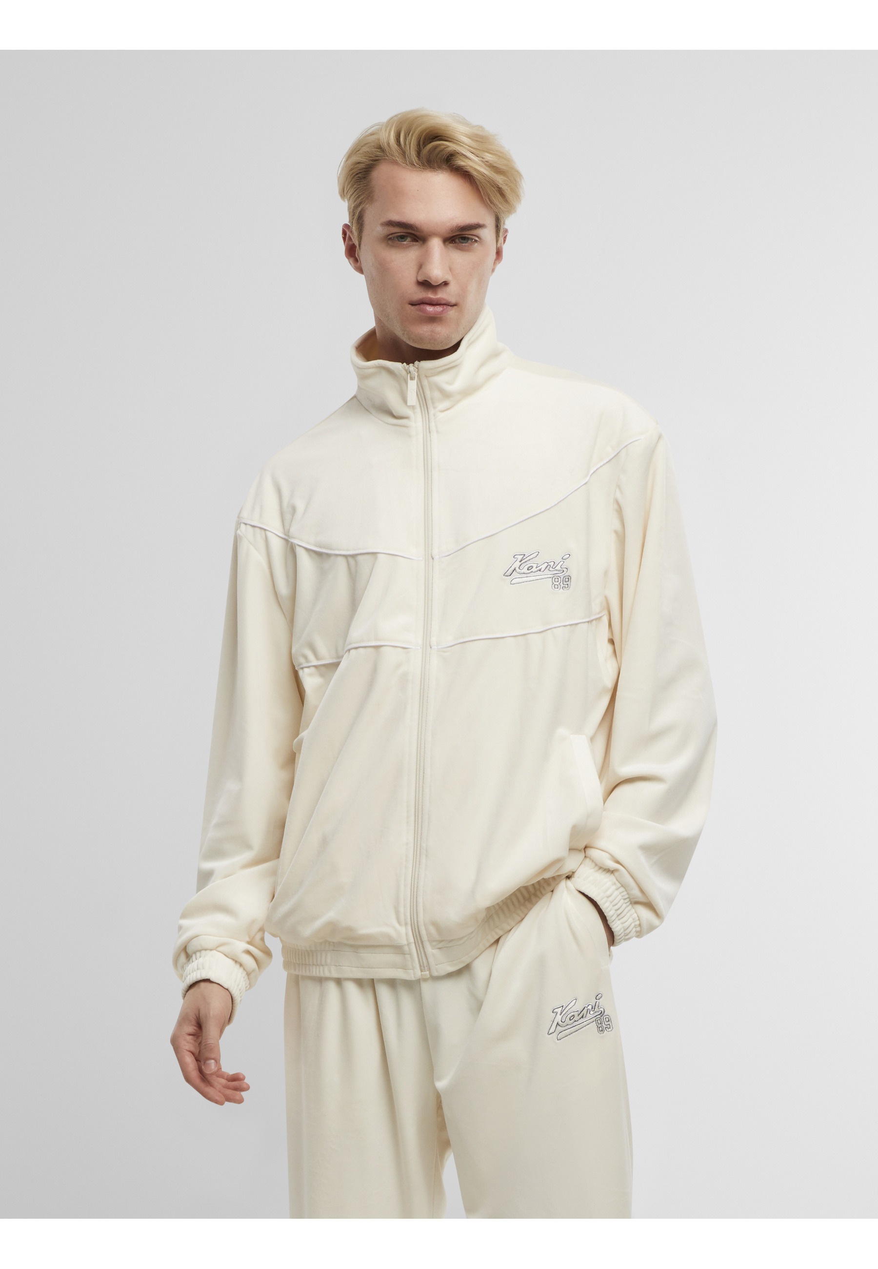 Thumbnail - Karl Kani Trainingsjacke "Karl Kani Kani Varsity Velours Trackjacket" 1 Stk. tlg. ohne Kapuze