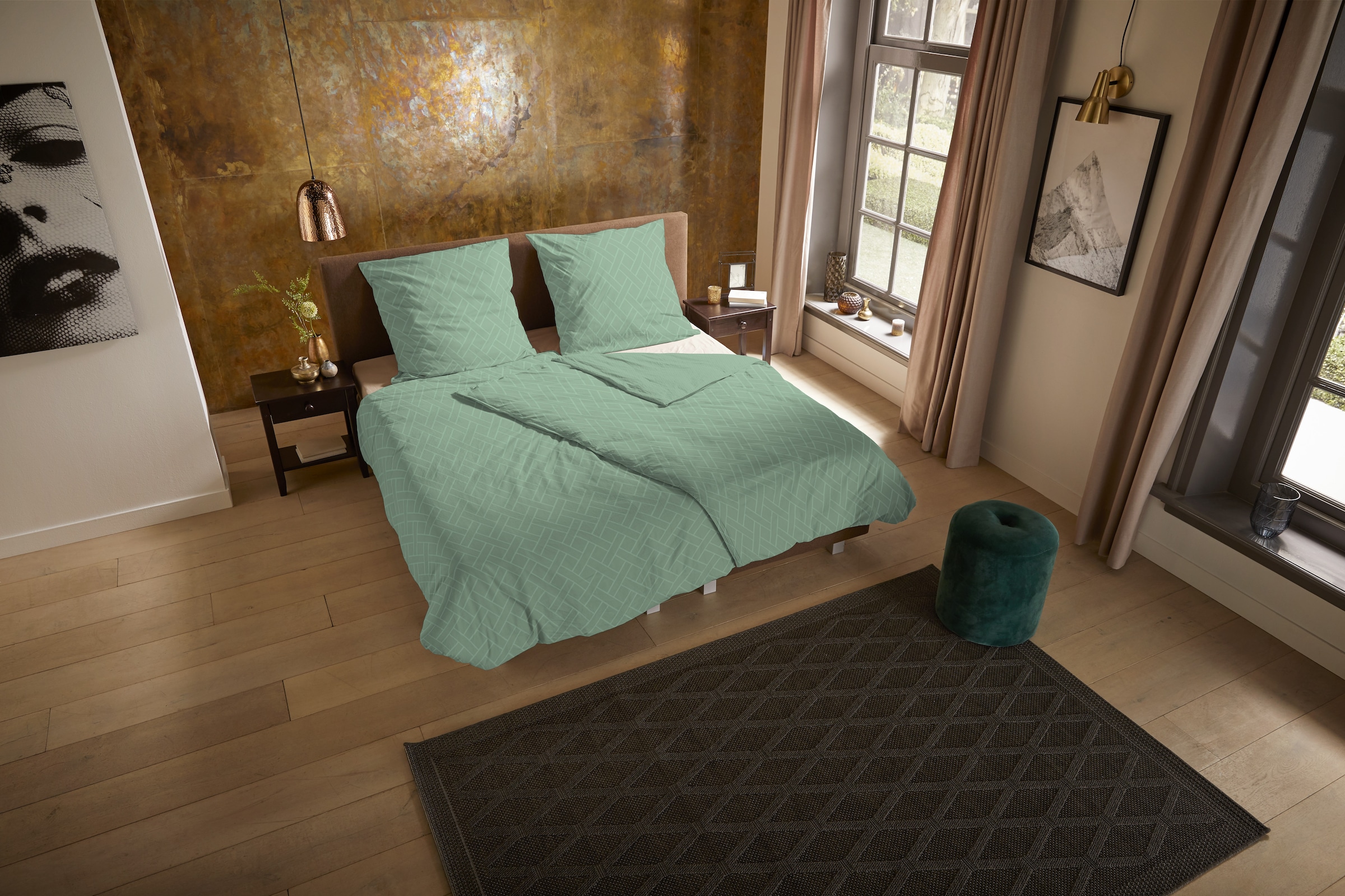 PURE luxury collection Wendebettwäsche "Rotterdam" 2 Mikrofaser, Pflegeleicht, Reißverschluss, Wende, 3D, uni muster, weich