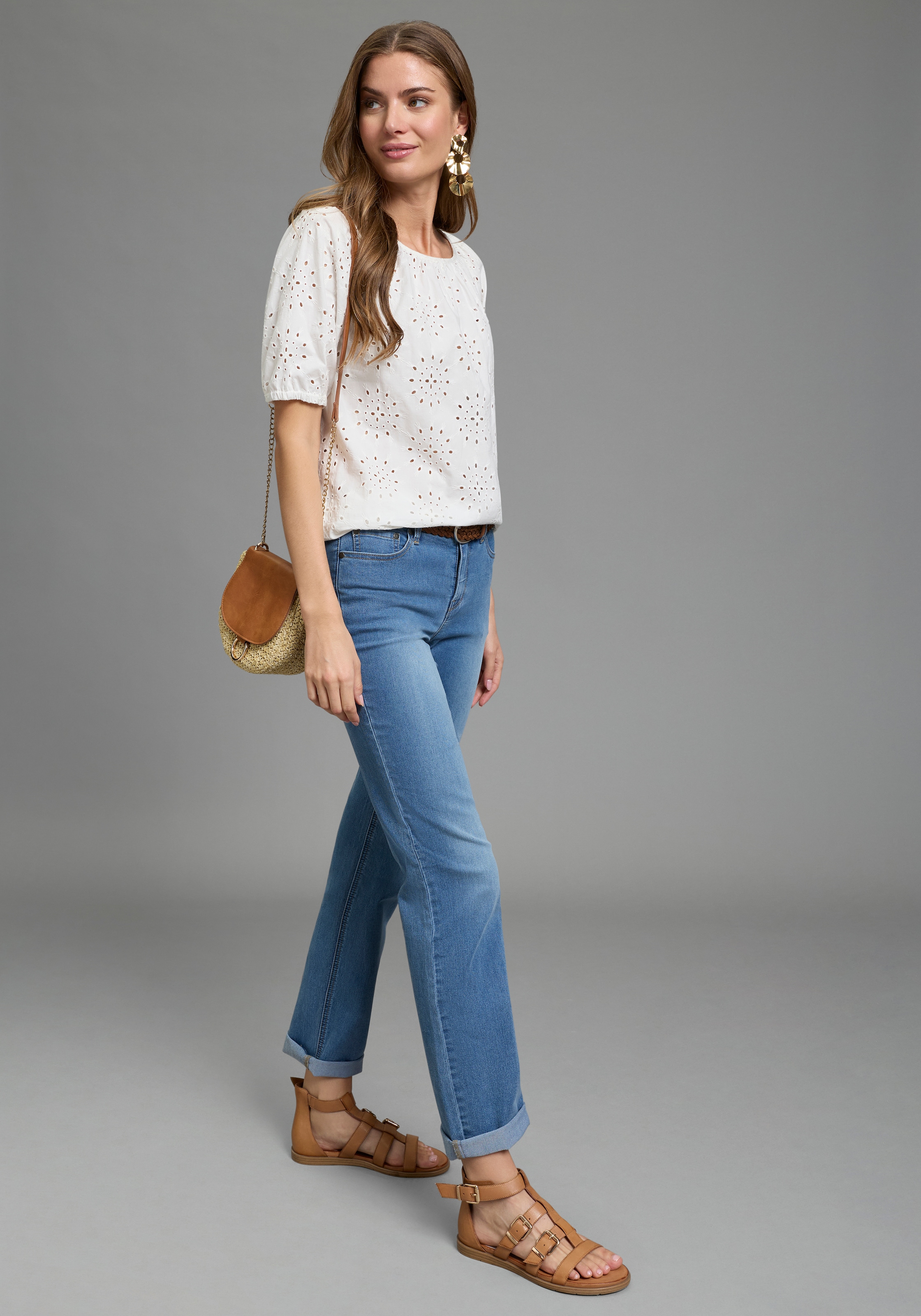 Laura Scott Schlupfbluse feminin für Partymode und Festtagsmode, aus Baumwolle