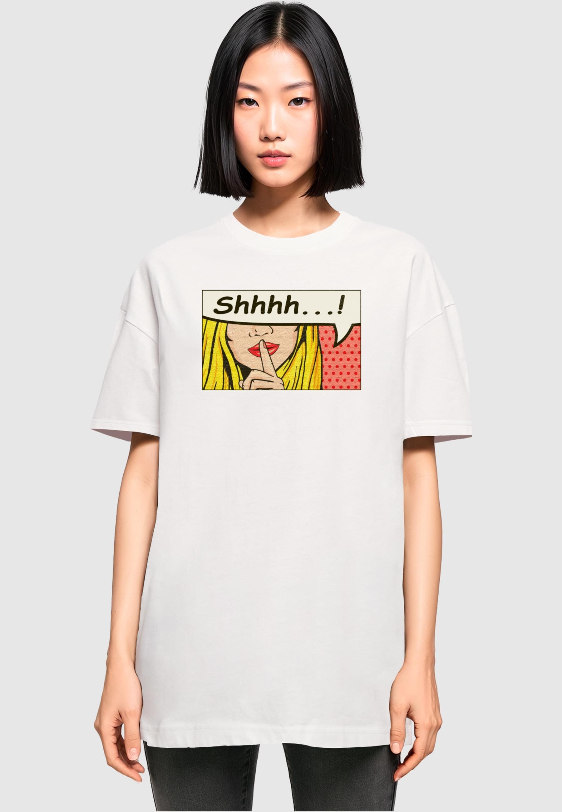 Merchcode T-Shirt »Merchcode Damen Ladies Silent Sign Comic Boyfriend Tee«, (1 tlg.)